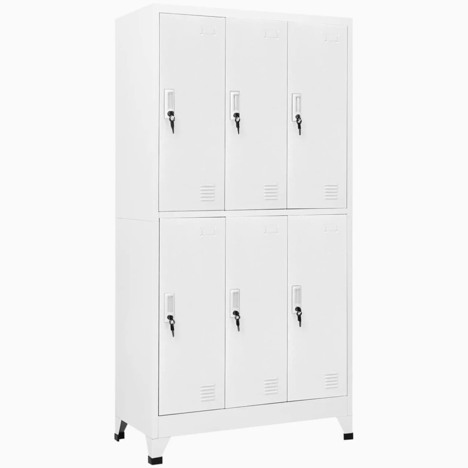 Gecheer Armadio Metallico con 6 Scomparti, in Acciaio Grigio Chiaro, 90x45x180 cm, Armadio Armadietto Spogliatoio Sporco Pulito