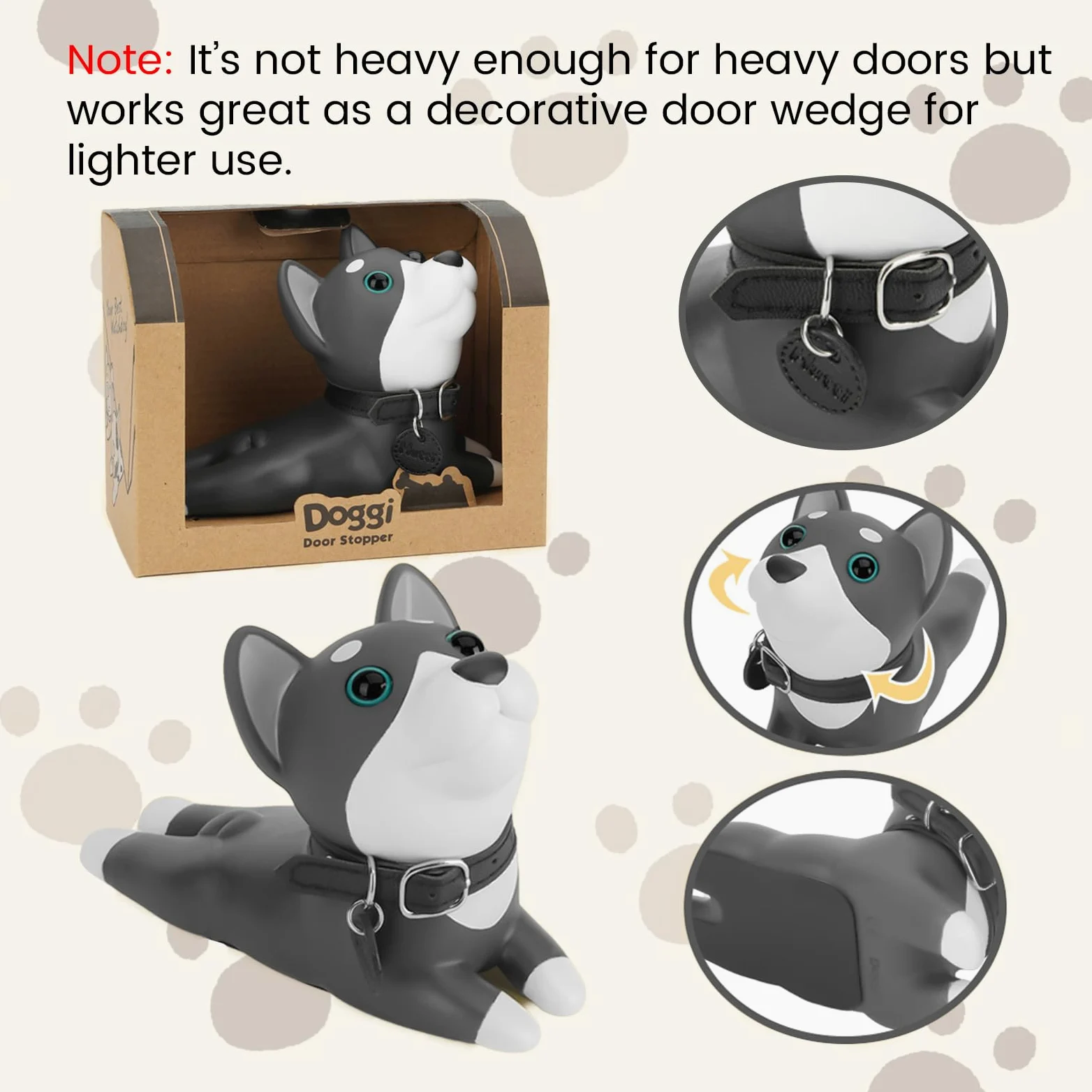 DomeStar, fermaporta, con simpatico fermaporta a forma di cane Husky, decorativo per porta a forma di animale