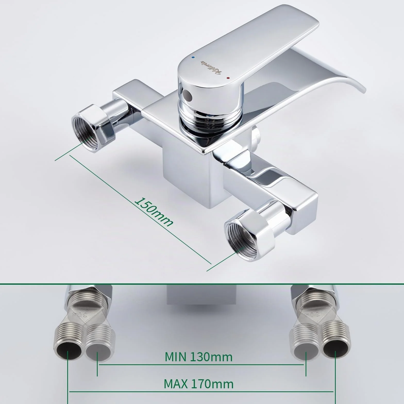 Rubinetto Vasca da Bagno a Cascata Miscelatore in Ottone Monocomando Cromato
