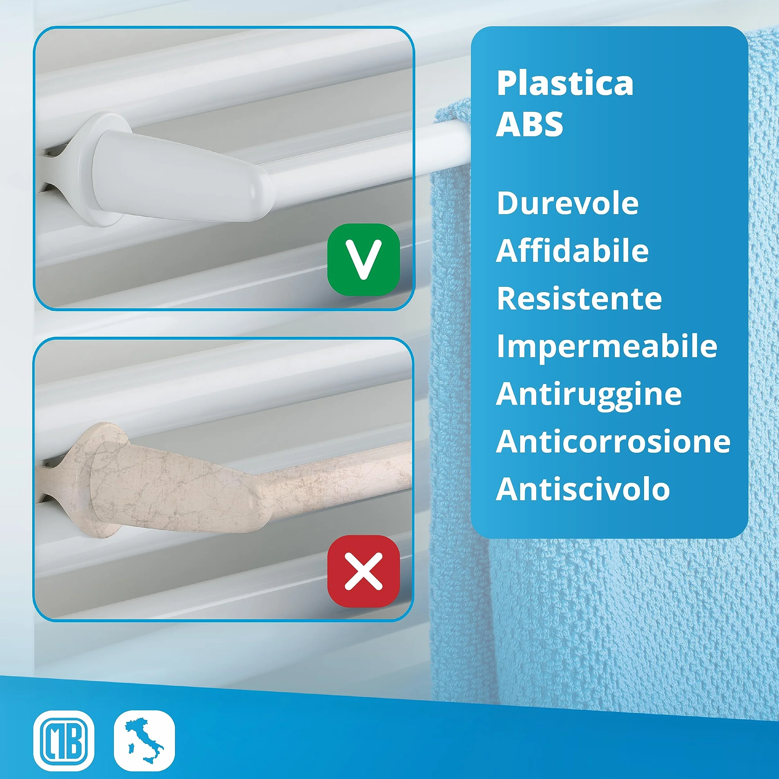 Porta Asciugamani Bagno per Termosifone Scaldasalviette Autoavvitante Senza Fori Bianco
