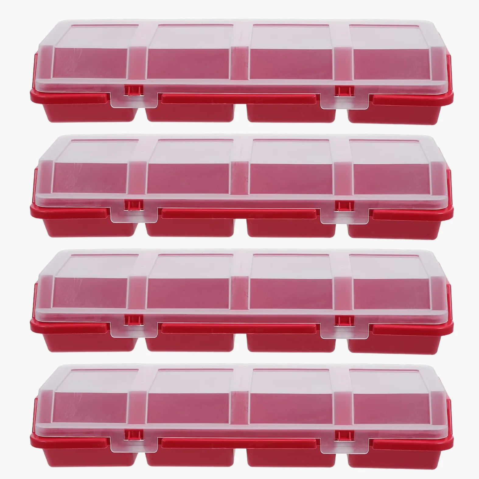 Set di 4 organizer per piccoli componenti - Valigetta portatile per riporre ferramenta con 4 divisori, coperchio trasparente e cassetta degli attrezzi per viti, bulloni, chiodi, elementi di