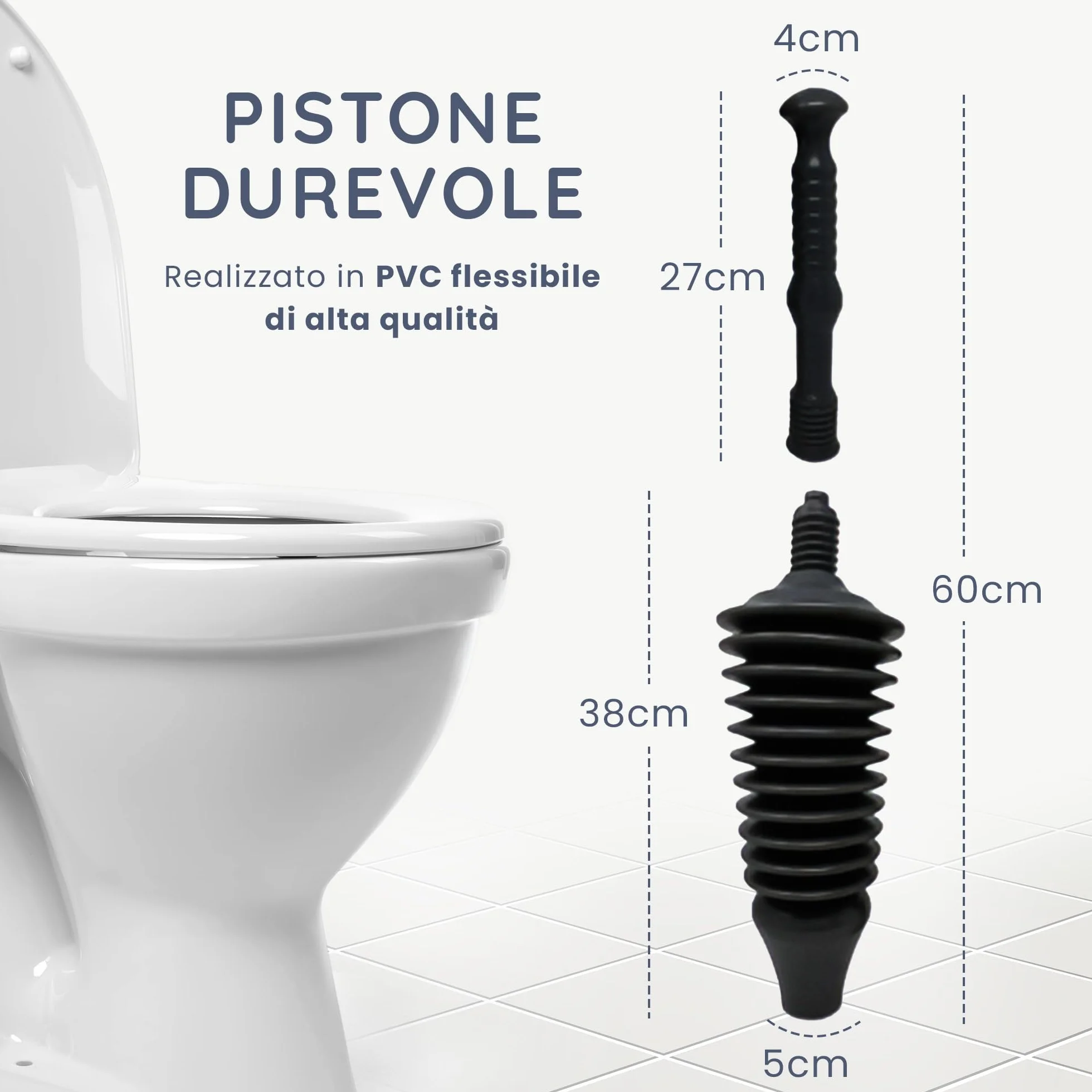 CUQOO Pulitore flessibile per WC con testa, potente, per bagno cucina lavandini vasca doccia