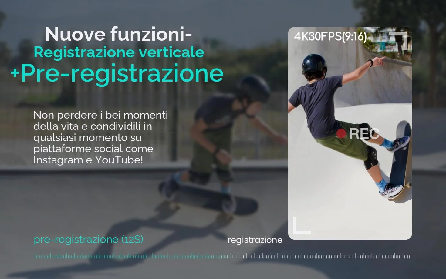 COOAU Action Cam 4K60 fps 64MP WiFi touch screen con microfono esterno, fotocamera subacquea 40 m Type-C EIS stabilizzazione 170° Action Camera 2 x 1350 mAh batterie/accessori