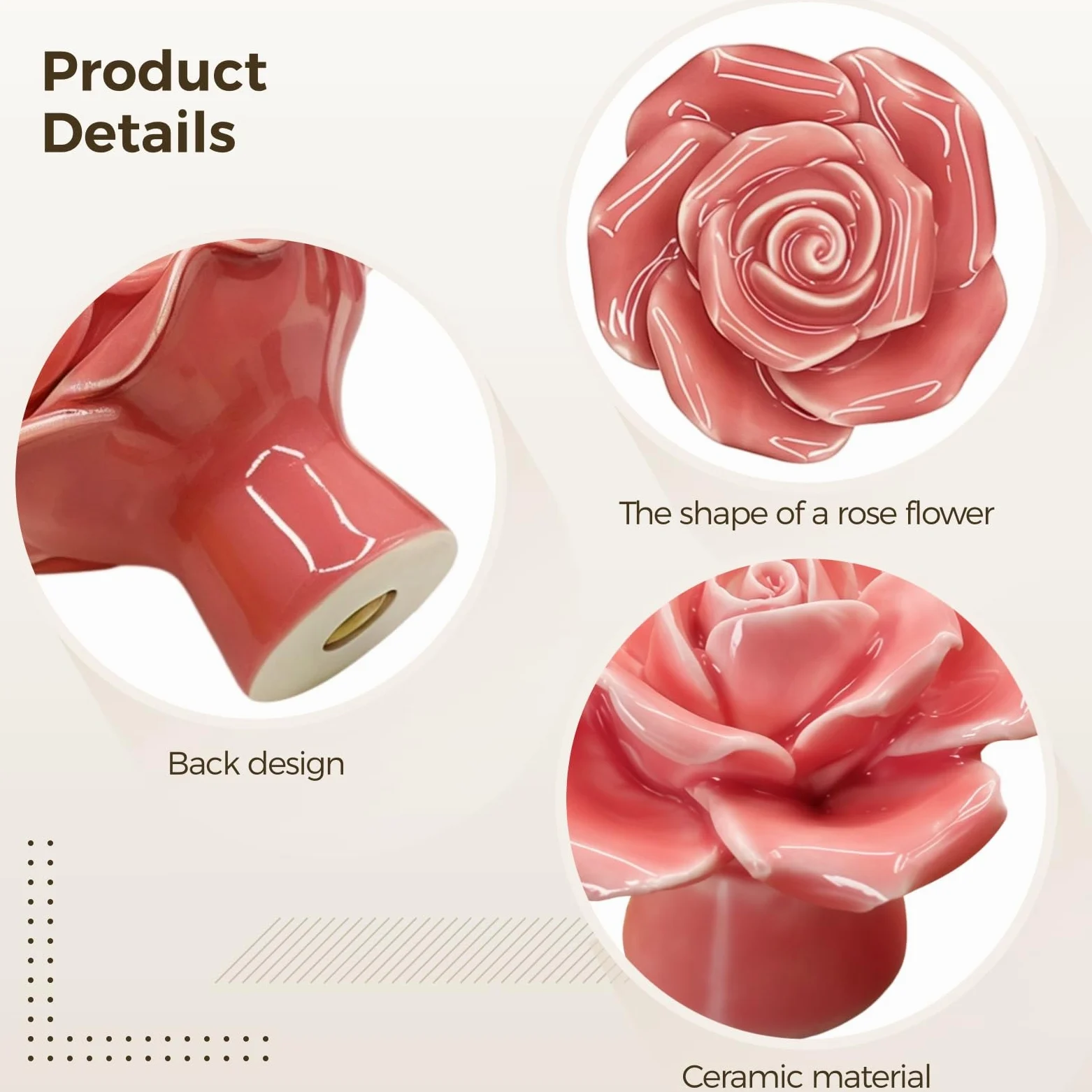 12 pomelli in ceramica per cassetti, maniglie per armadietti con design a rosa, tiranti per mobili a foro singolo, ideali per cassettiere e porte dell'armadio, facili da installare per la decorazione