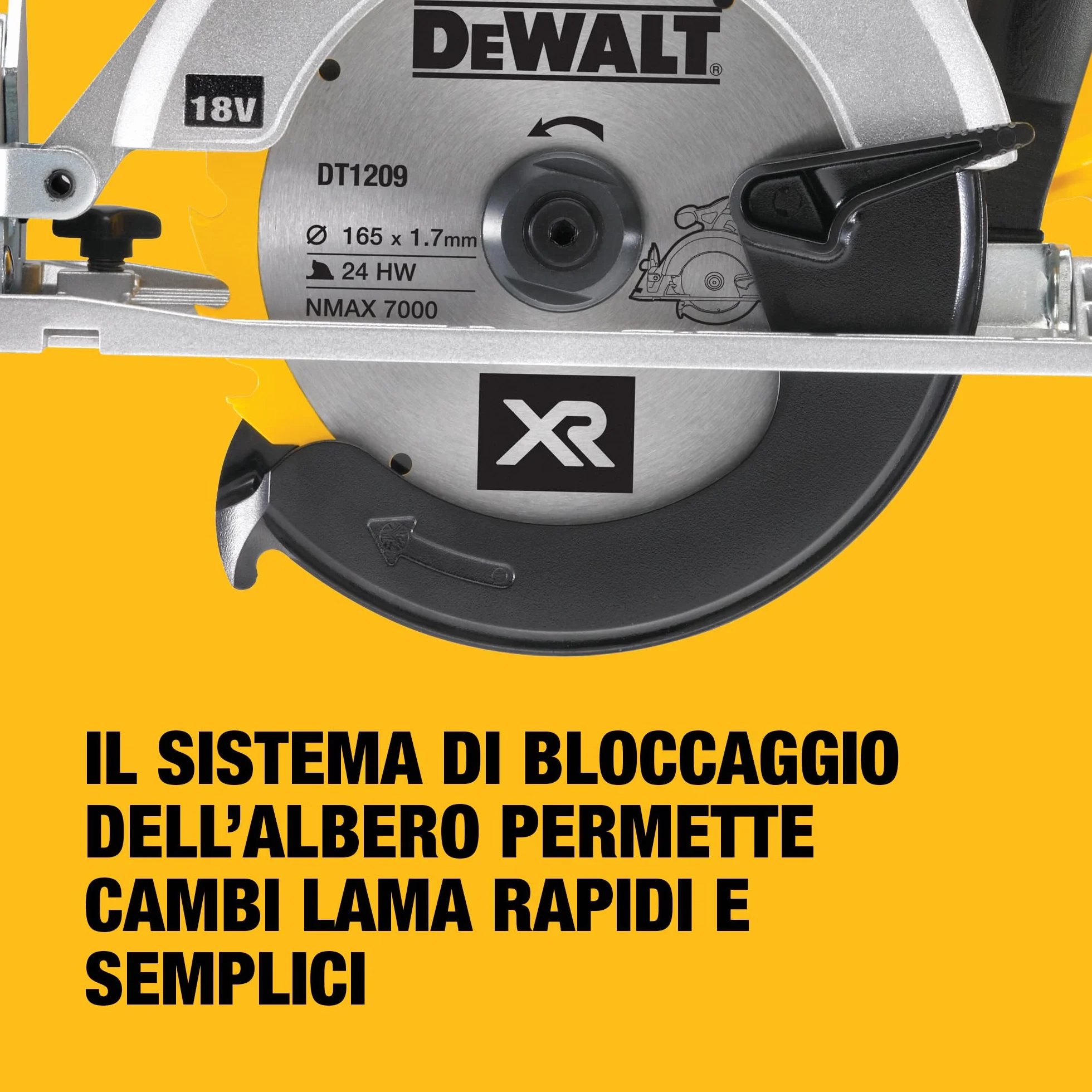 DEWALT Sega circolare 165mm a batteria XR, in valigetta TSTAK senza batteria e caricabatterie, 18V, DCS391NT-XJ