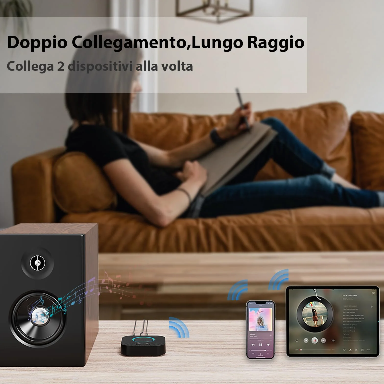 1Mii Ricevitore Bluetooth 5.3 HiFi, Adattatore Audio Bluetooth con Controllo Volume, Jack AUX e RCA aptX HD/Bassa Latenza Musica Wireless per Casse Attive, Impianto Stereo, Amplificatore, Lungo Raggio