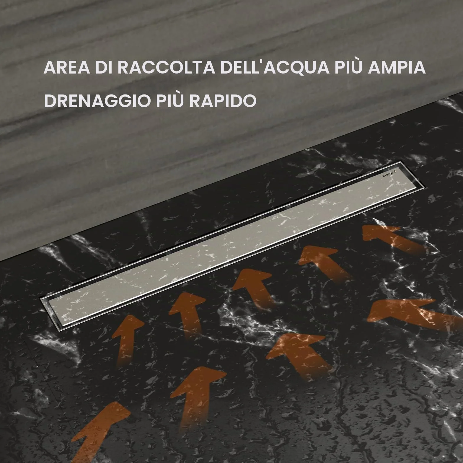Ibergrif M42001-50 Canaletta Doccia in Acciaio Inox, Scarico Rapido Antiodore Filtro Capelli 50 cm