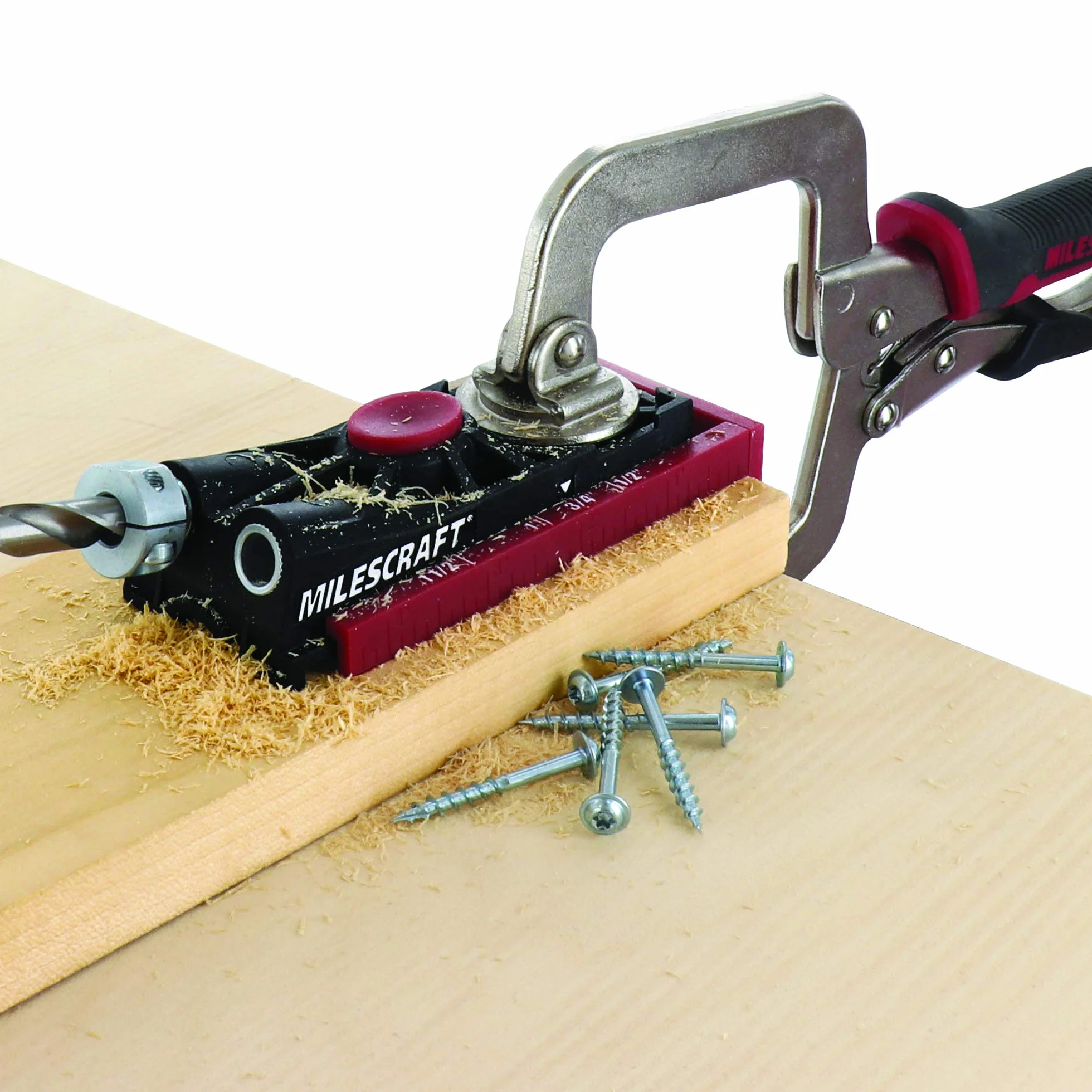 Milescraft 7336 Pocket Jig 200XCJ Double Barrel Pocket Hole Jig with Single Barrel, 2" Face Clamp