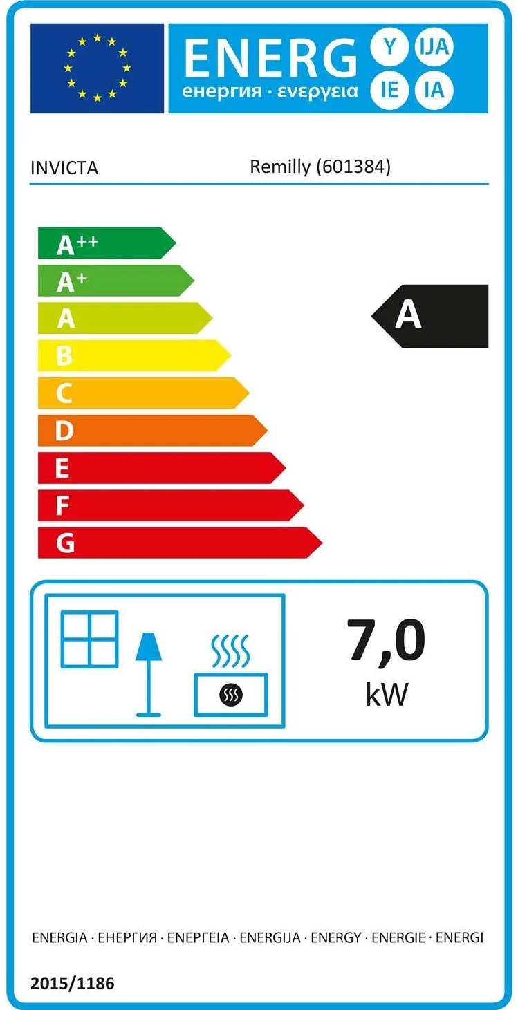 Invicta - Stufa a legna in ghisa Remilly, 7 kW, superficie di riscaldamento da 40 a 85 m², flamme verte, 7 stelle