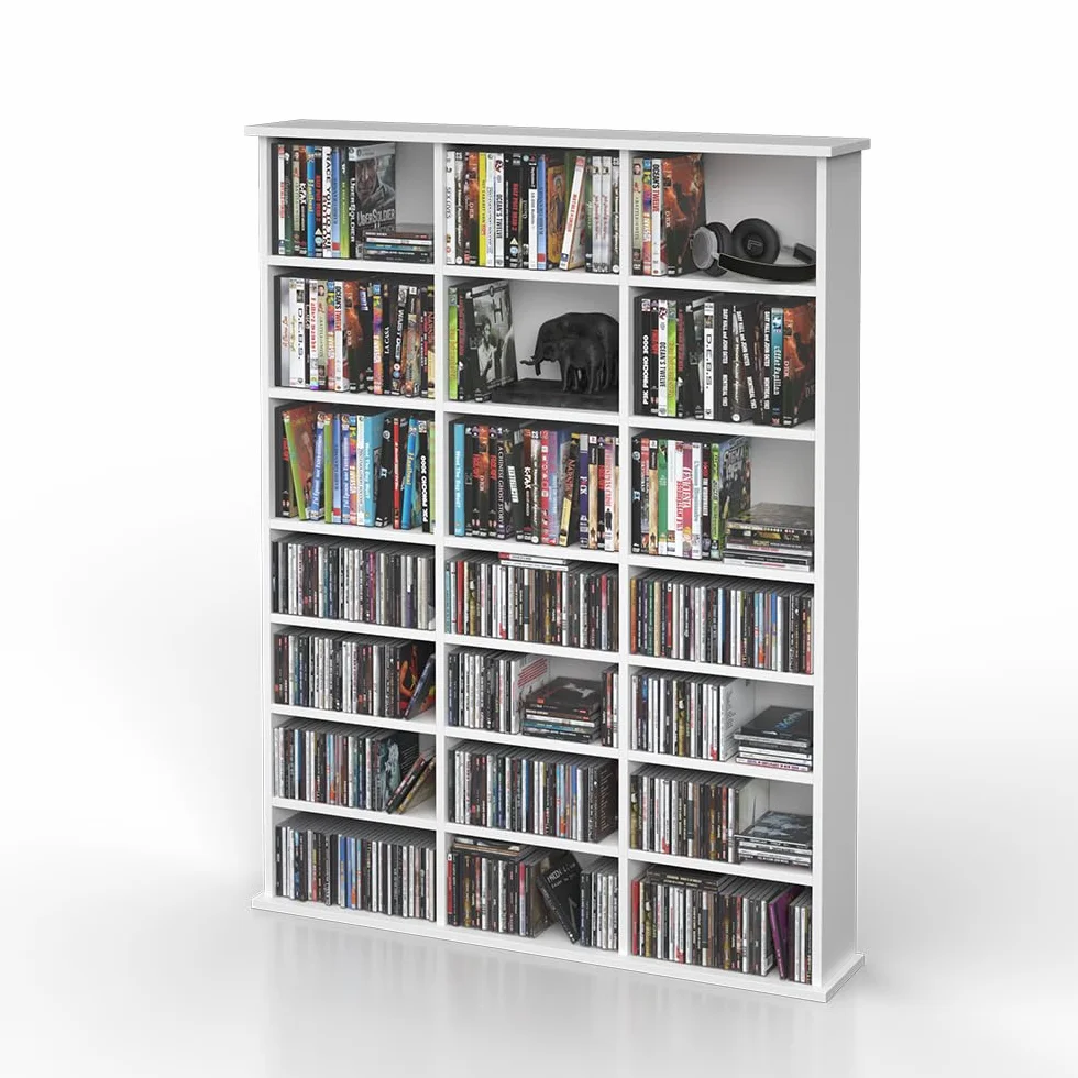 Vicco Scaffale porta cd Jukebox, Bianco, 105.4 x 136 cm