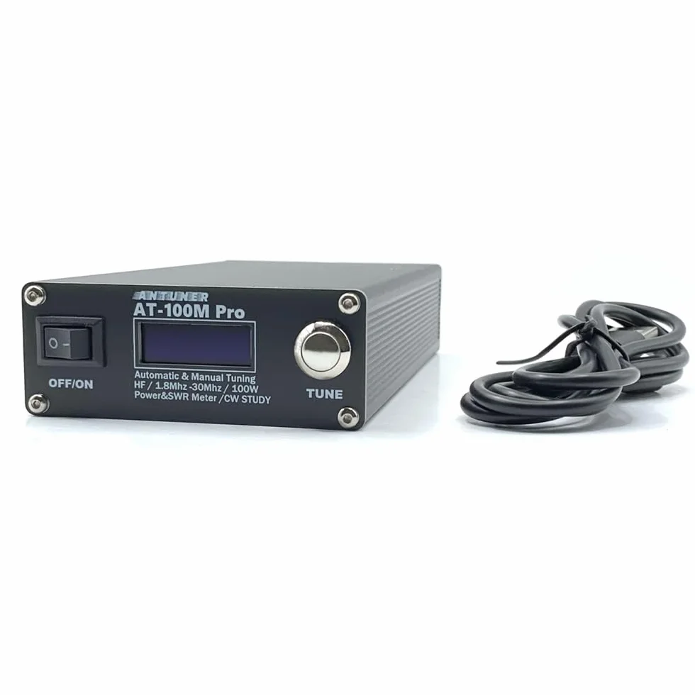 Sintonizzatore per antenna AT100M Pro 1,8 Mhz-30 MHz Dispositivo di sintonizzazione manuale auatico Misuratore di potenza e Onde stazionarie da 100 W Misuratore di potenza multnzionale per