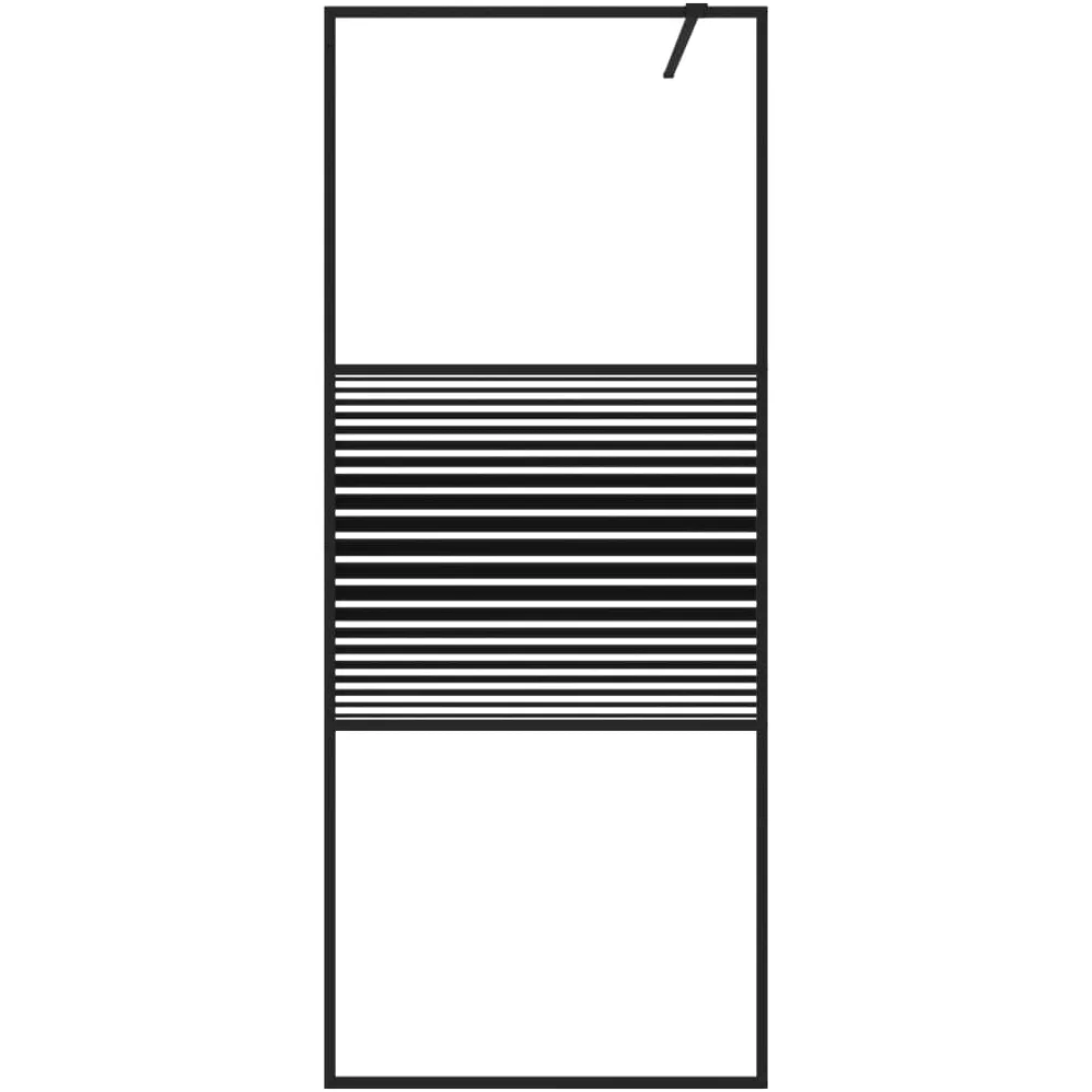 Parete doccia per doccia a pavimento, nero, 80 x 195 cm, vetro ESG trasparente, telaio in alluminio con asta di supporto, paraspruzzi e profilo regolabile, per doccia Walkin, vasca da bagno