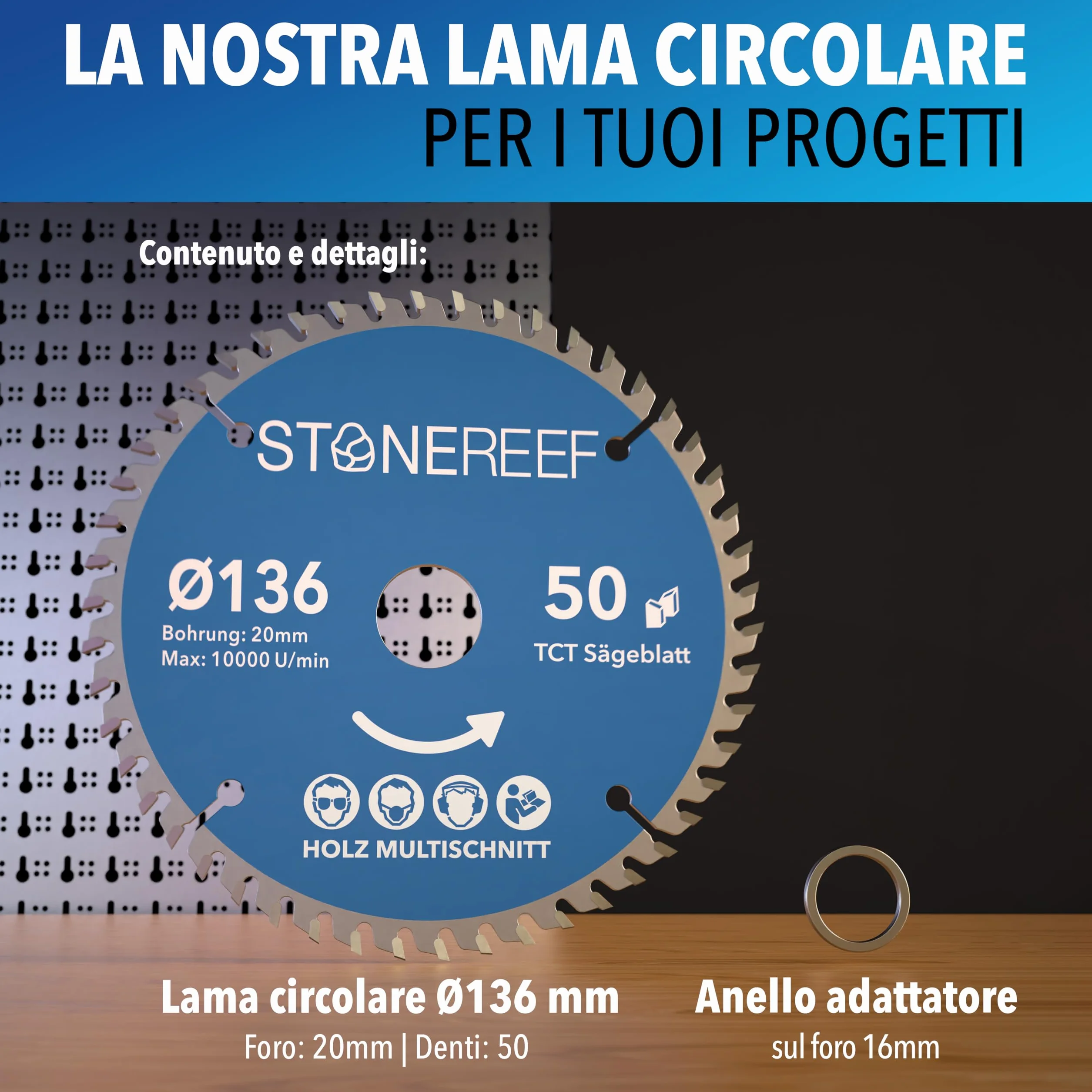 Lama per sega circolare 136 x 20 cm per legno metallo alluminio compatibile Bosch Makita