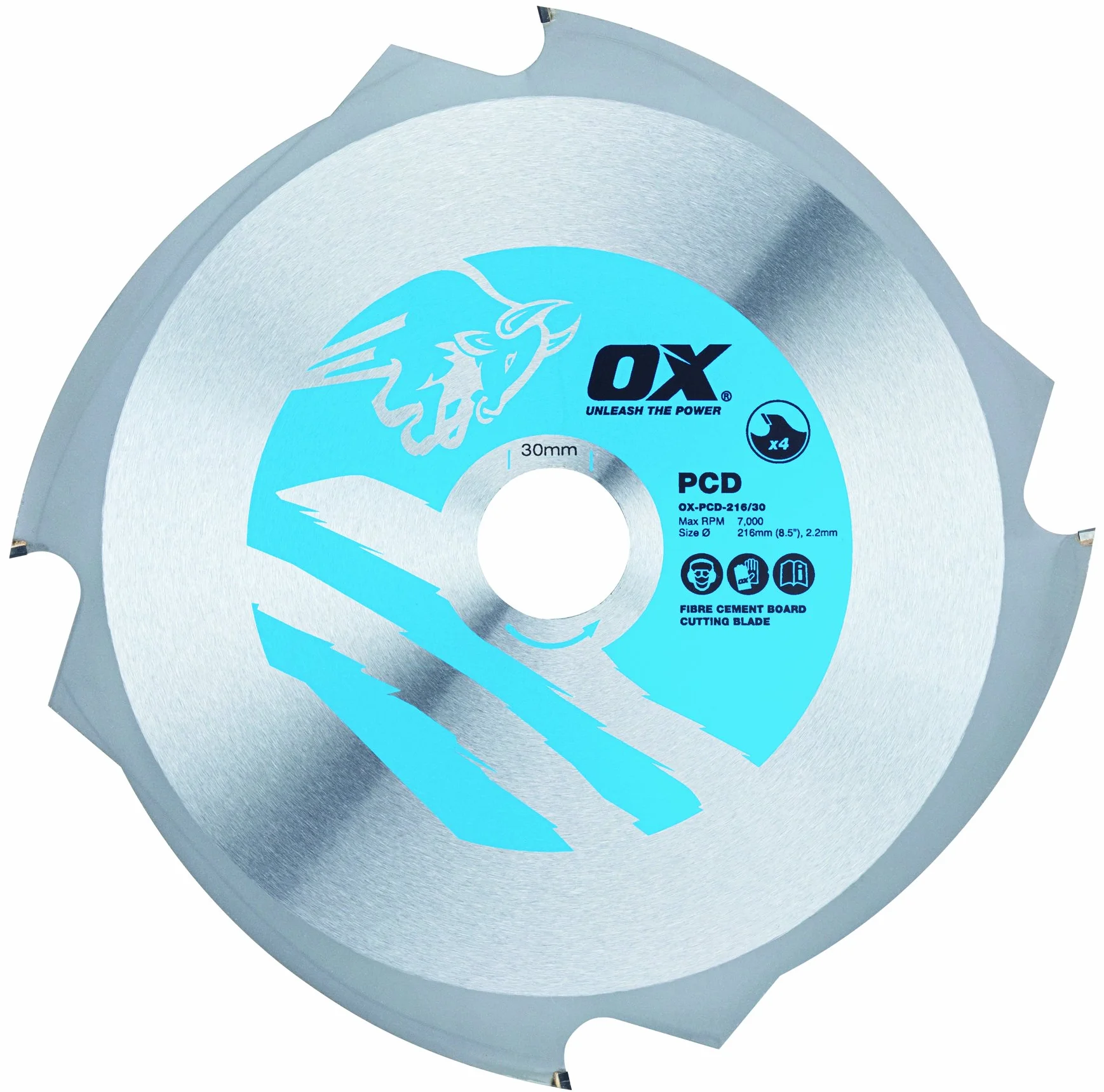 OX Lama da taglio fibrocemento 4 denti 216/30 mm argento/blu
