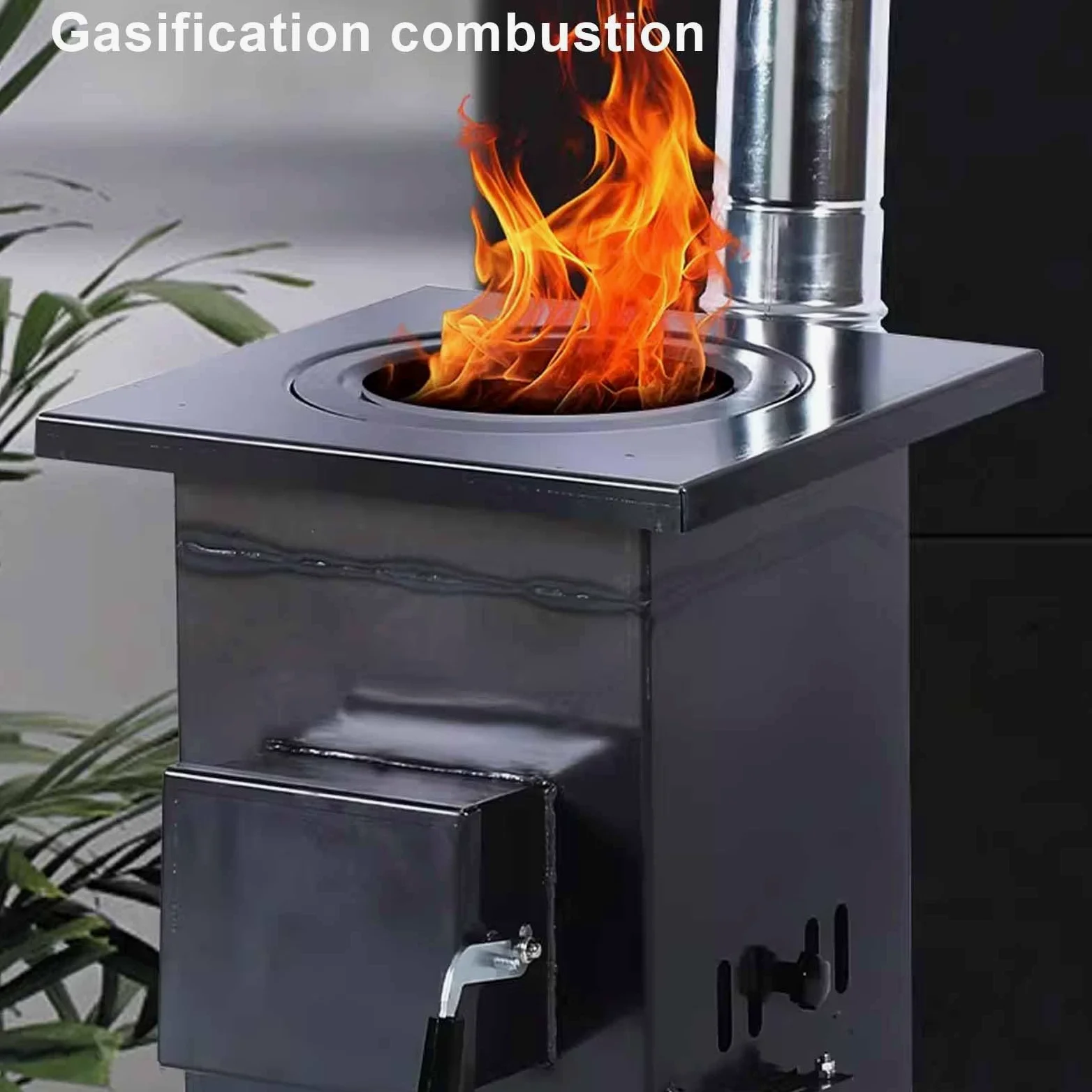 Stufe a Legna da Interno Combustione a Gassificazione Riscaldamento Rapido, Completamente Saldato Nessuna Fuoriuscita di Fumo Stufa a Legna per Riscaldamento e Cottura