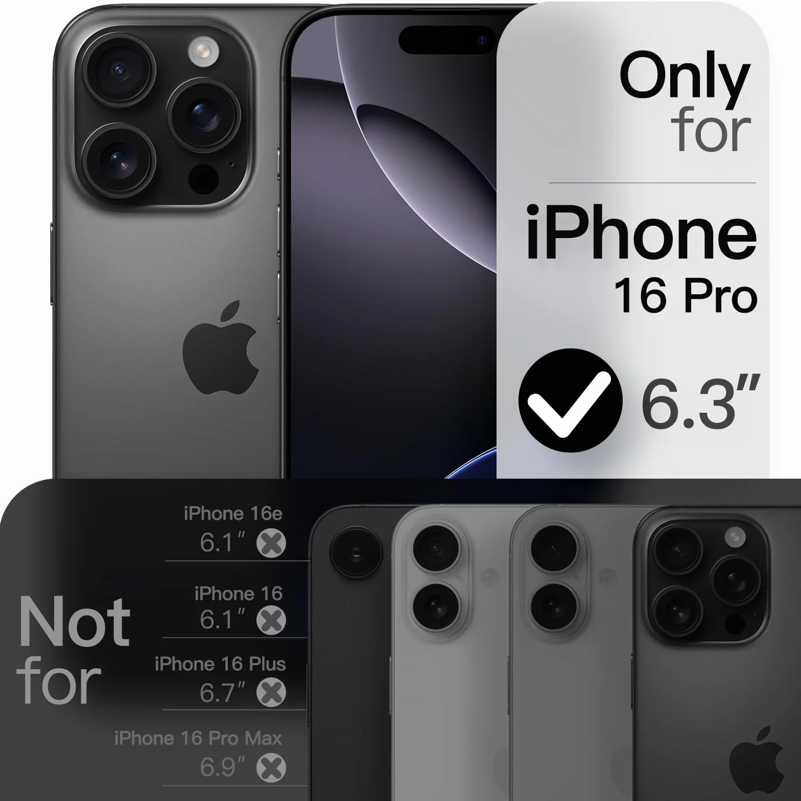 JETech Cover Magnetica Slim per iPhone 16 Pro Max 6,9 Pollici Compatibile con MagSafe, Protezione Completa Lenti della Fotocamera, Custodia Ultra Sottile Leggera Finitura Opaca (Nero)