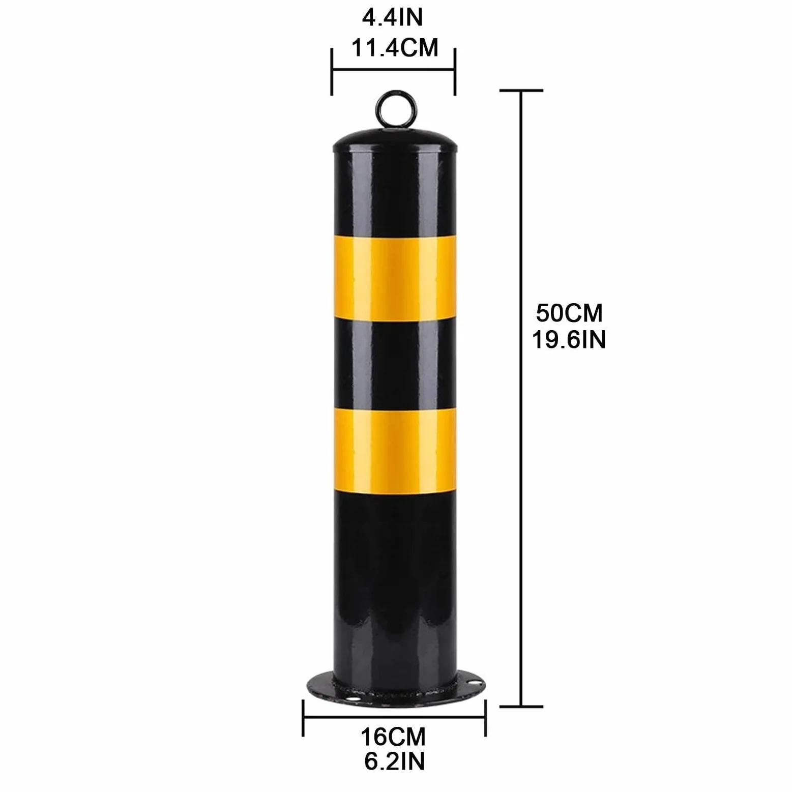 Generico Dissuasori di Sicurezza Stradale in Acciaio da 50 cm - Confezione da 2 Barriere di parcheggio Nere con Nastro Riflettente per Alta visibilità e Protezione - Blocca-Strada Esterni Resistenti