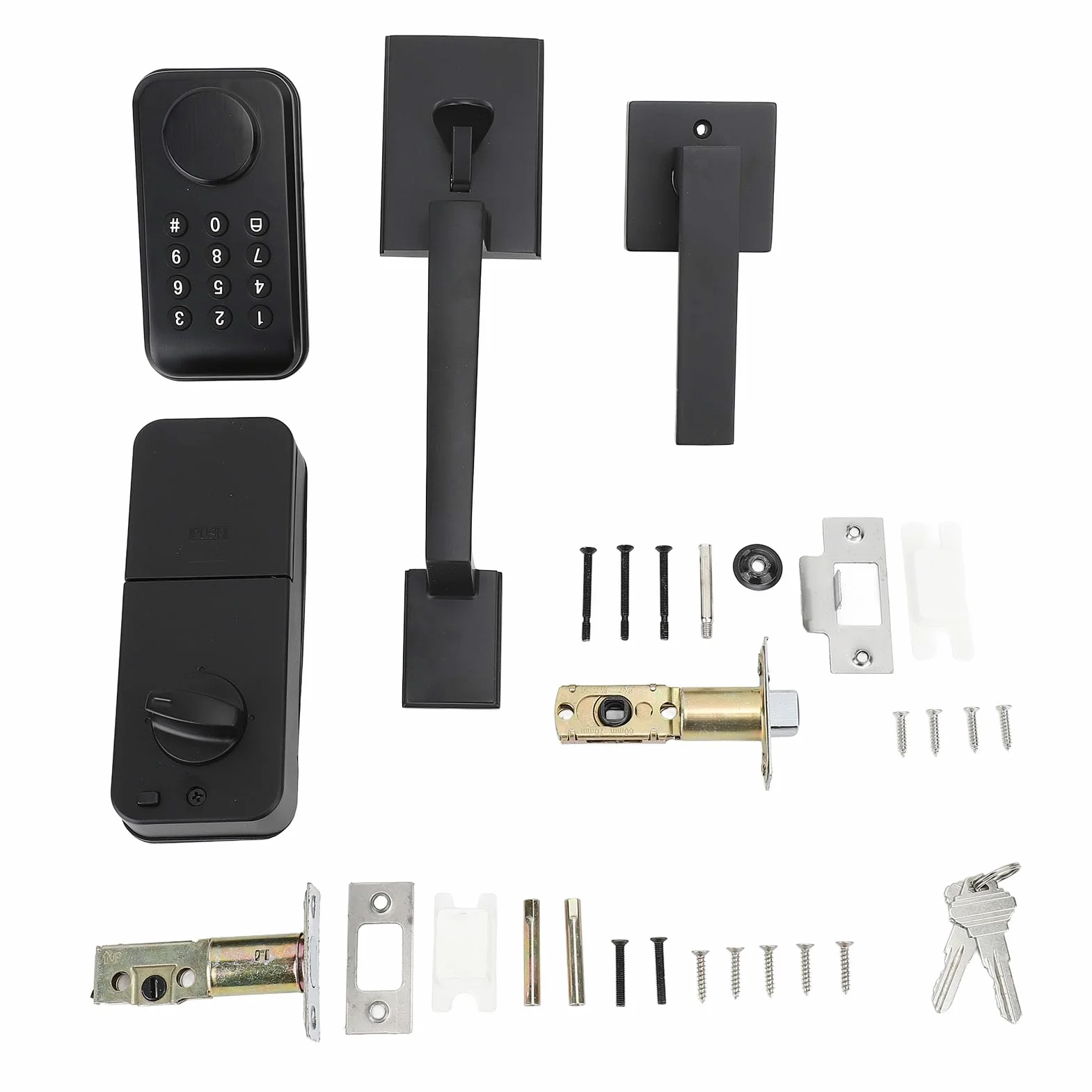 Set di serrature senza chiave Set di impronte digitali Tastiera elettronica automatica Catenaccio Codice intelligente digitale con maniglia nera per porta d'ingresso della casa