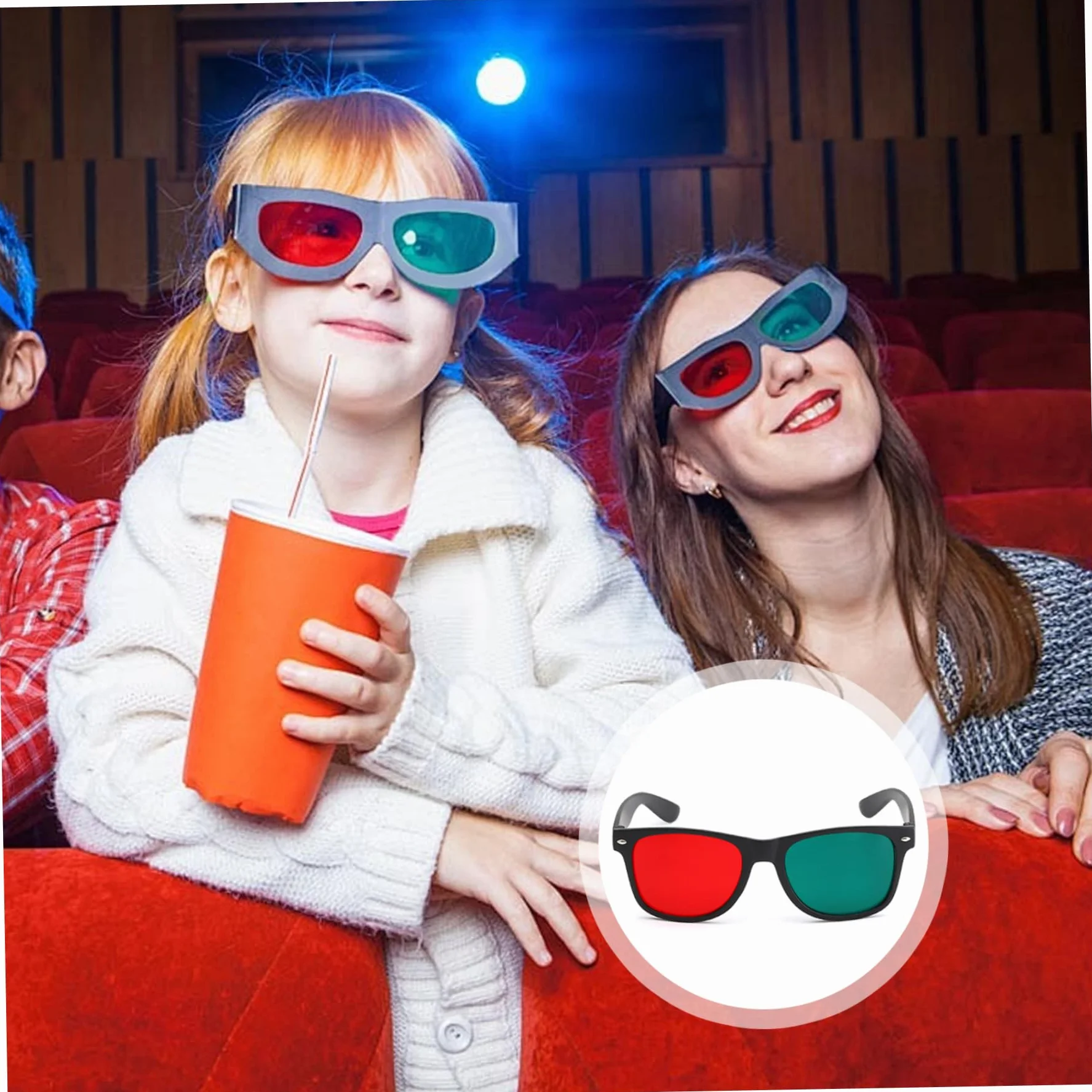 Gcroet Occhiali 3D, Occhiali per la visualizzazione 3D con Montatura Nera, Rossi e Verdi, per Giochi TV, Film in Dvd, anaglifi dimensionali e da Allenamento per l'ambliopia..
