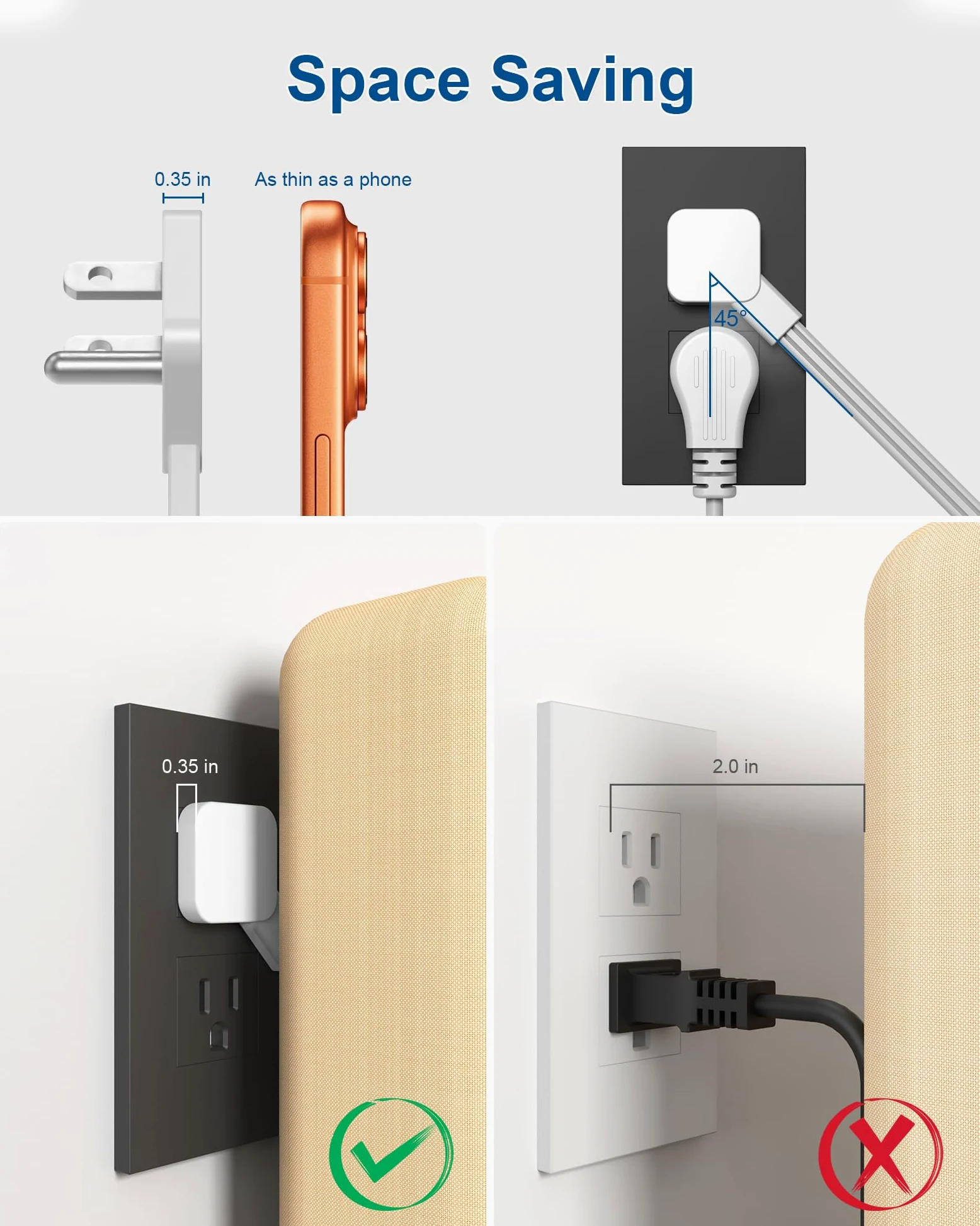 Ciabatta per computer con protezione da sovratensioni, 12 prese AC, 2 USB-C 2 USB-A, cavo di prolunga piatto da 1,8 m per stazione di ricarica
