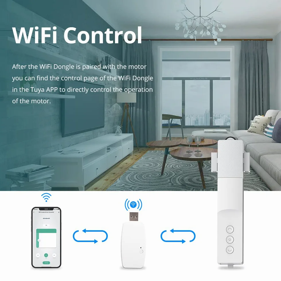 Smart Curtain Robot Wifi Motore Elettrico Apri Tende Automatico Driver, Tenda motorizzata per I-Rail, U-Rail, Tapparelle Tuya App/Remote/Timer Controllo vocale (Due Set)