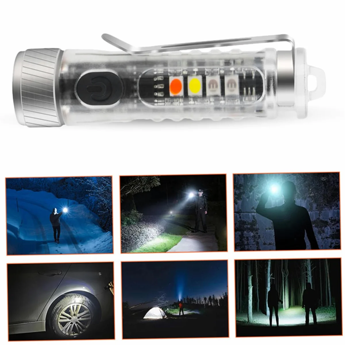 BESPORTBLE 2pezzi Torcia Led Mini Ricaricabile Luce Portachiavi Regolabile Per Esterni Modalità Di Illuminazione Design Compatto e Leggero Per Campeggio e Emergenze