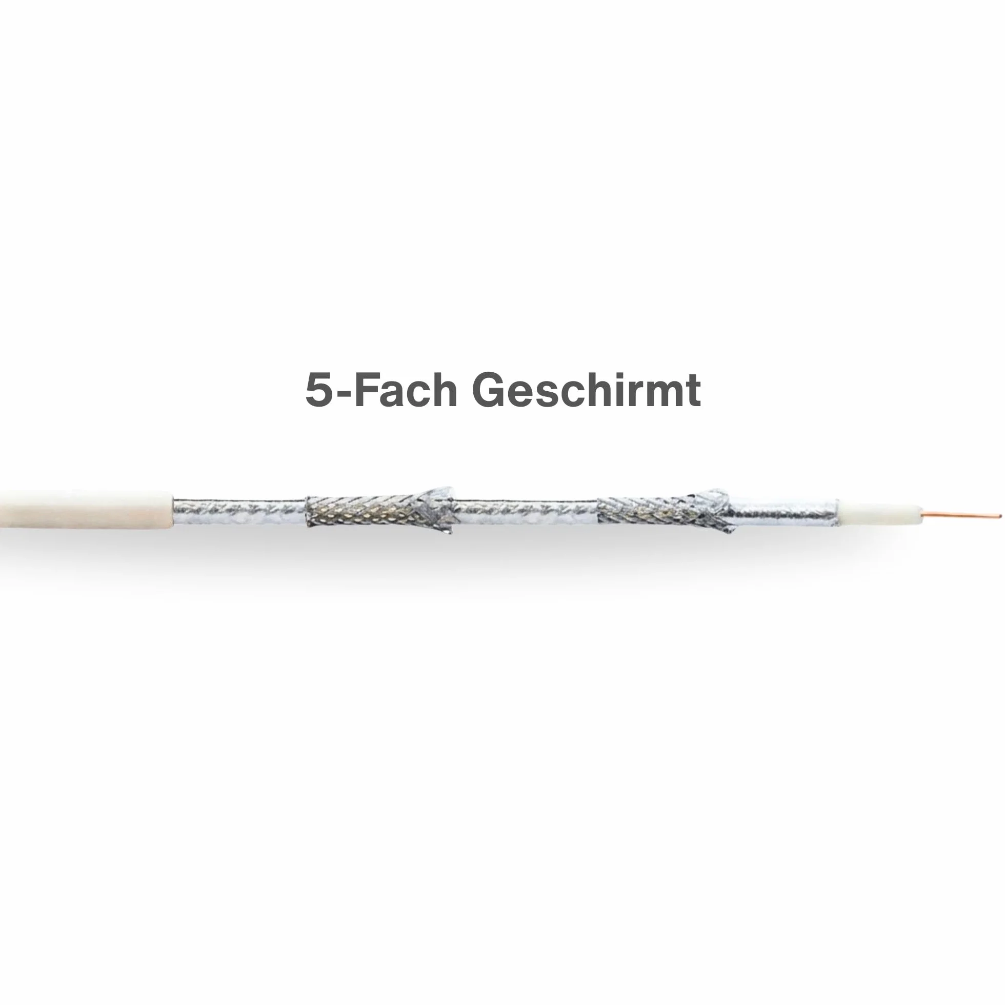 Premium X Cavo coassiale PROFI PRO 135 dB schermato a 5 vie, rame puro 25 metri Cavo antenna SAT 25m 135dB + 10x F-Plug 8,00mm a colori "GOLD" GRATUITO