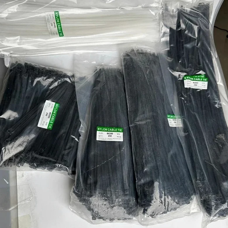 Fascette autobloccanti in nylon nere cinghie di fissaggio ad anello riutilizzabili in plastica regolabili (8 x 500 mm)