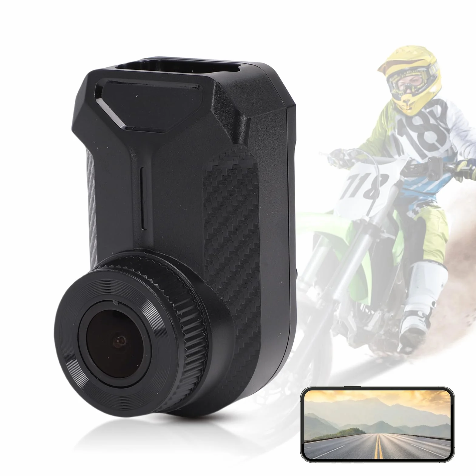 Shkalacar Dash Cam per Moto 2K, Registratore di Guida WiFi 2.4G con Registrazione in Loop e Controllo APP, Impermeabile IP66, per IOS e