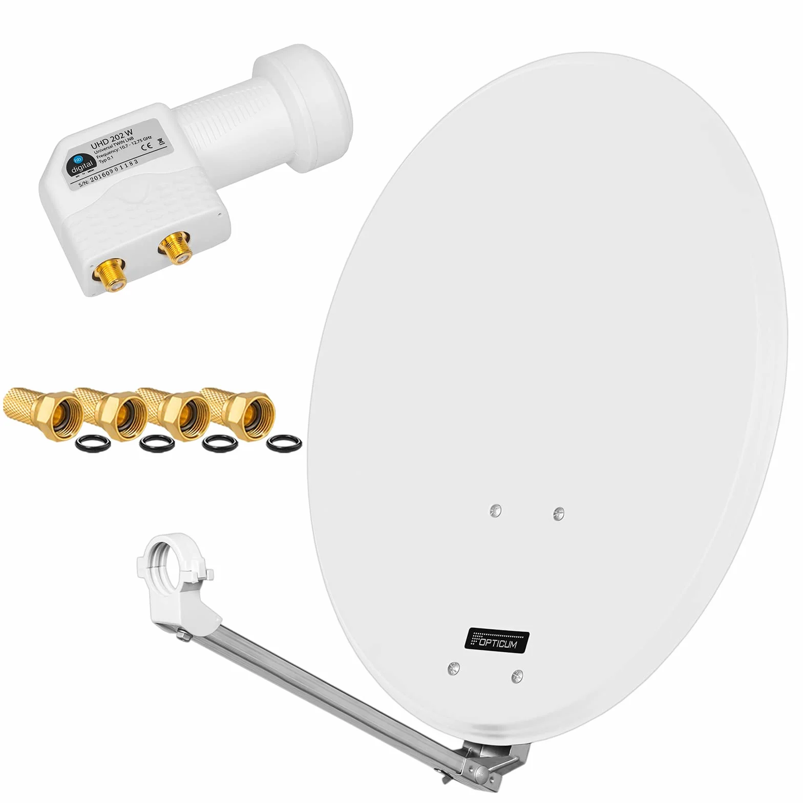 HB Digital - Impianto satellitare, piastra a specchio in acciaio, full HD, ricezione 4 utenze con sistema DVB-S/S2, 60 cm + spina in dotazione