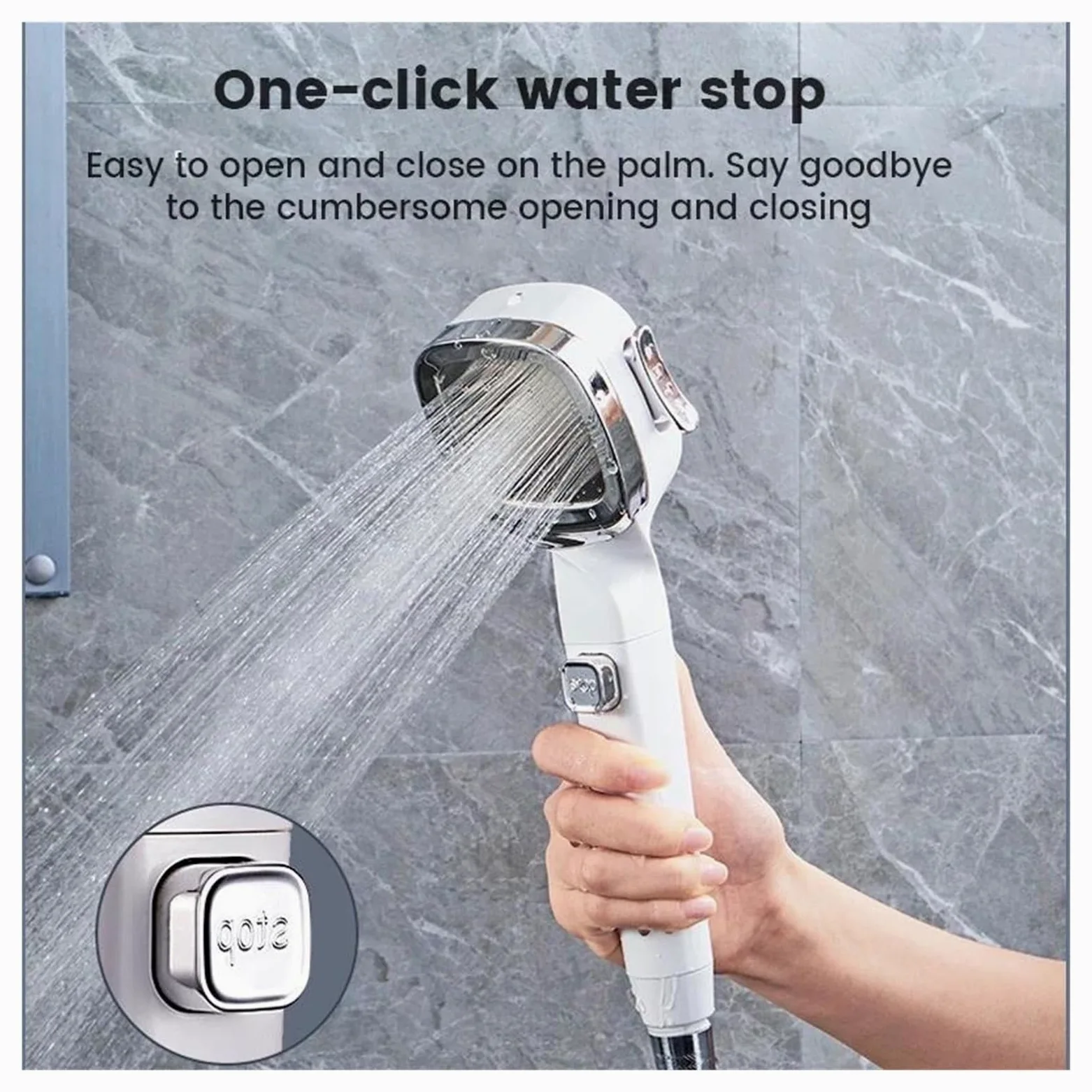 Soffione doccia ad alta pressione con risparmio idrico, 3 modalità di soffione doccia regolabili(Silver 3pcs set)