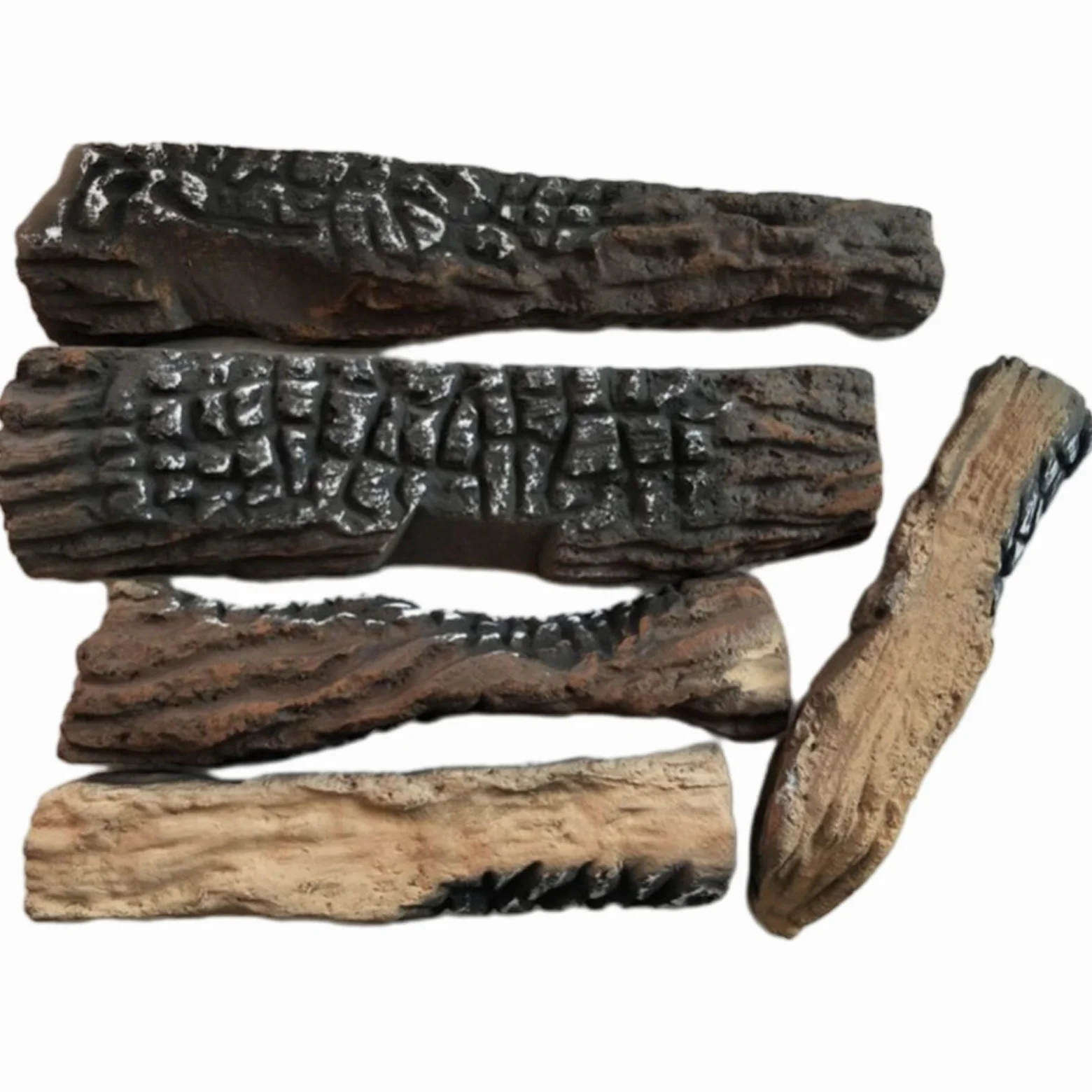 5 tronchi artificiali per caminetti a bioetanolo e a gas, resistenti al calore, in finto legno decorativo con consistenza realistica, set di legna da ardere in ossido di magnesio leggero per