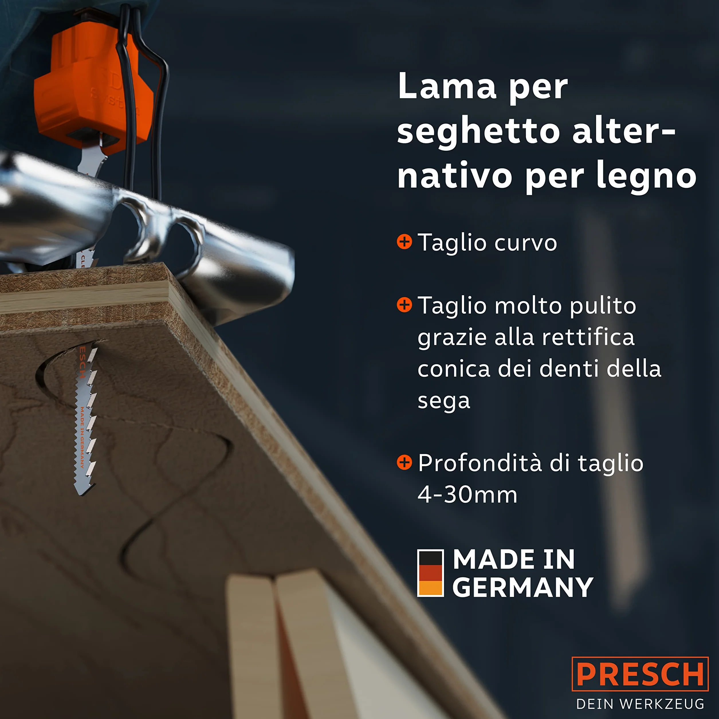 Presch Lame seghetto alternativo Legno 10 pz. - Taglio curvo molto pulito (4-30mm) - Codolo a T di lunga durata, lame per tutti i seghetti alternativi - Lame per pannelli di legno