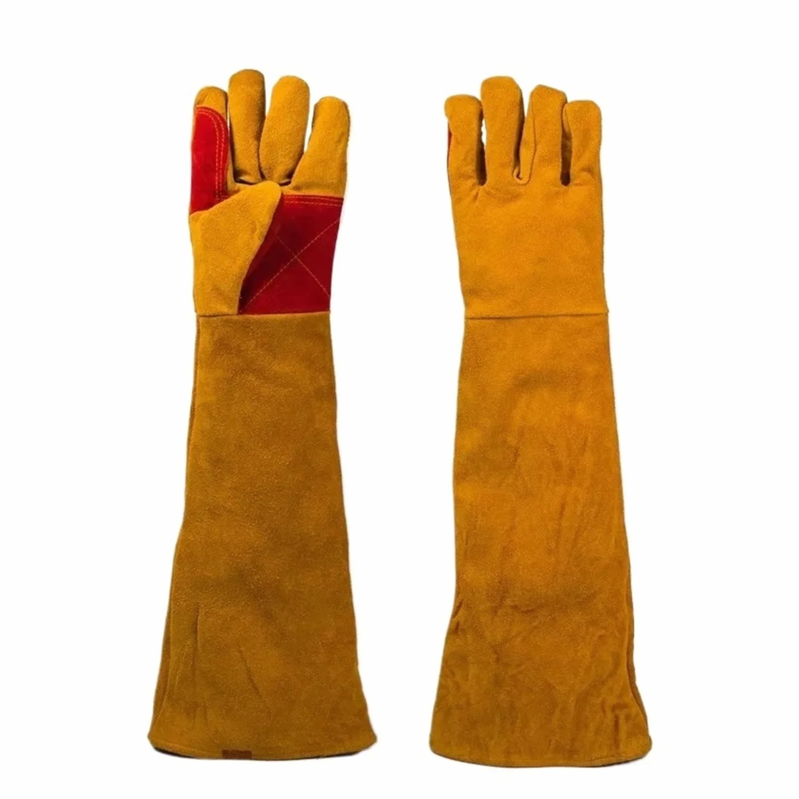 Guanti da Saldatura in Pelle a Maniche Lunghe da 23,6 Pollici, Guanti Resistenti al Calore for stufe e Barbecue, Guanti Resistenti alla Perforazione for Gard(60CM)