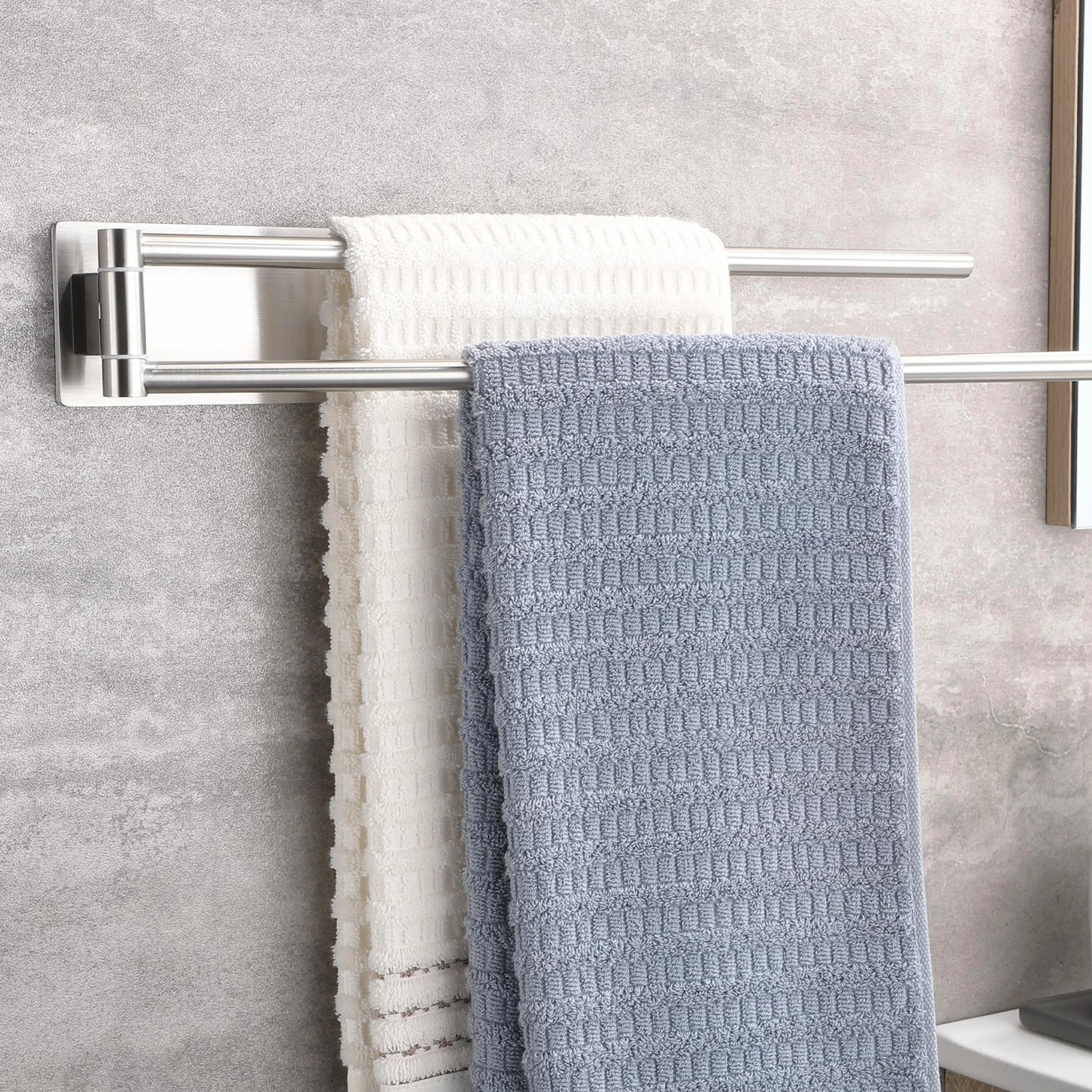 Porta Asciugamani Bagno Adesivo Argento Girevole 180° Acciaio Inox 304 Senza Foratura