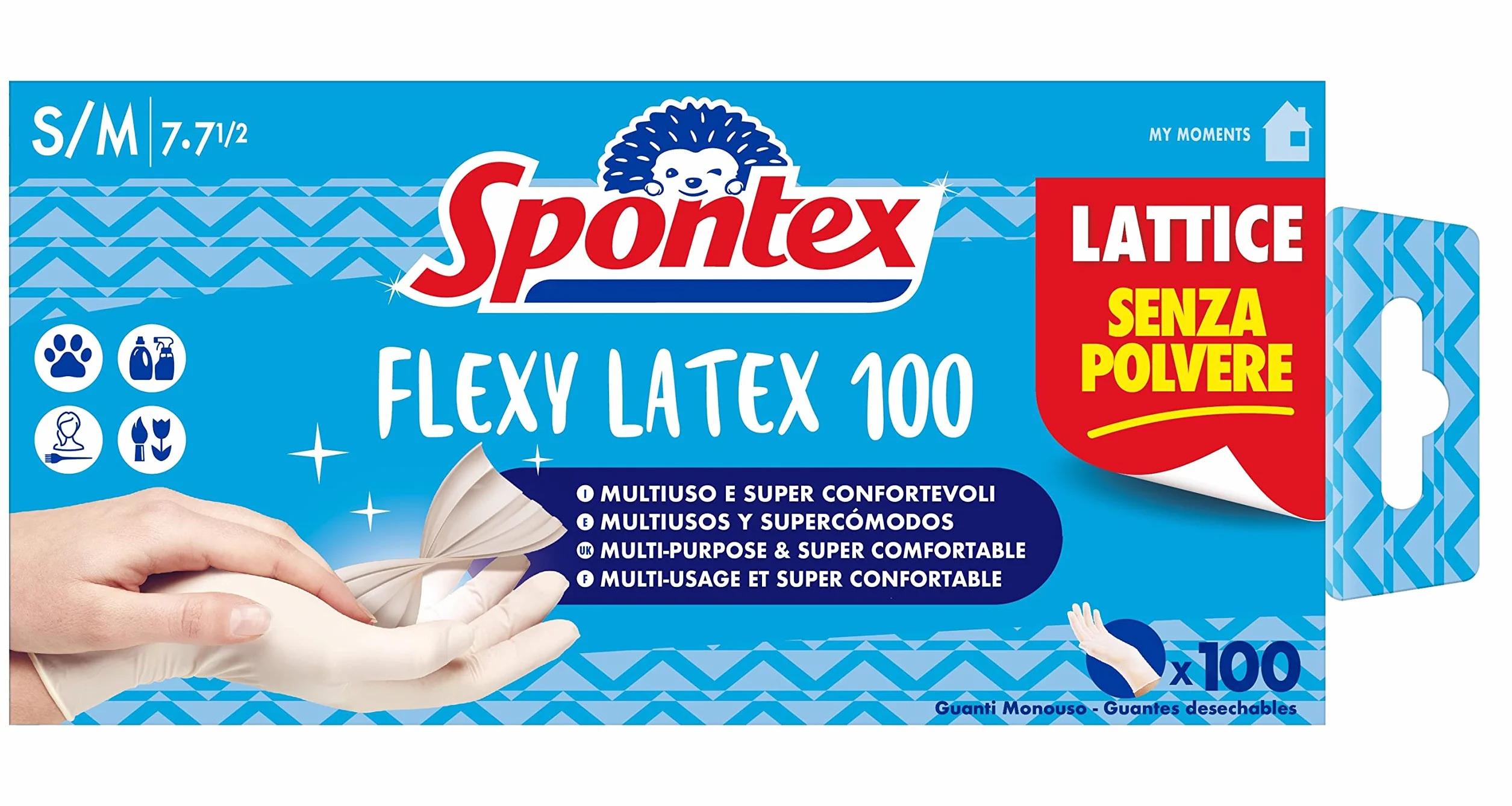 Spontex Guanti in Lattice Flexy Latex x 100 Mapa Monouso Taglia S/M