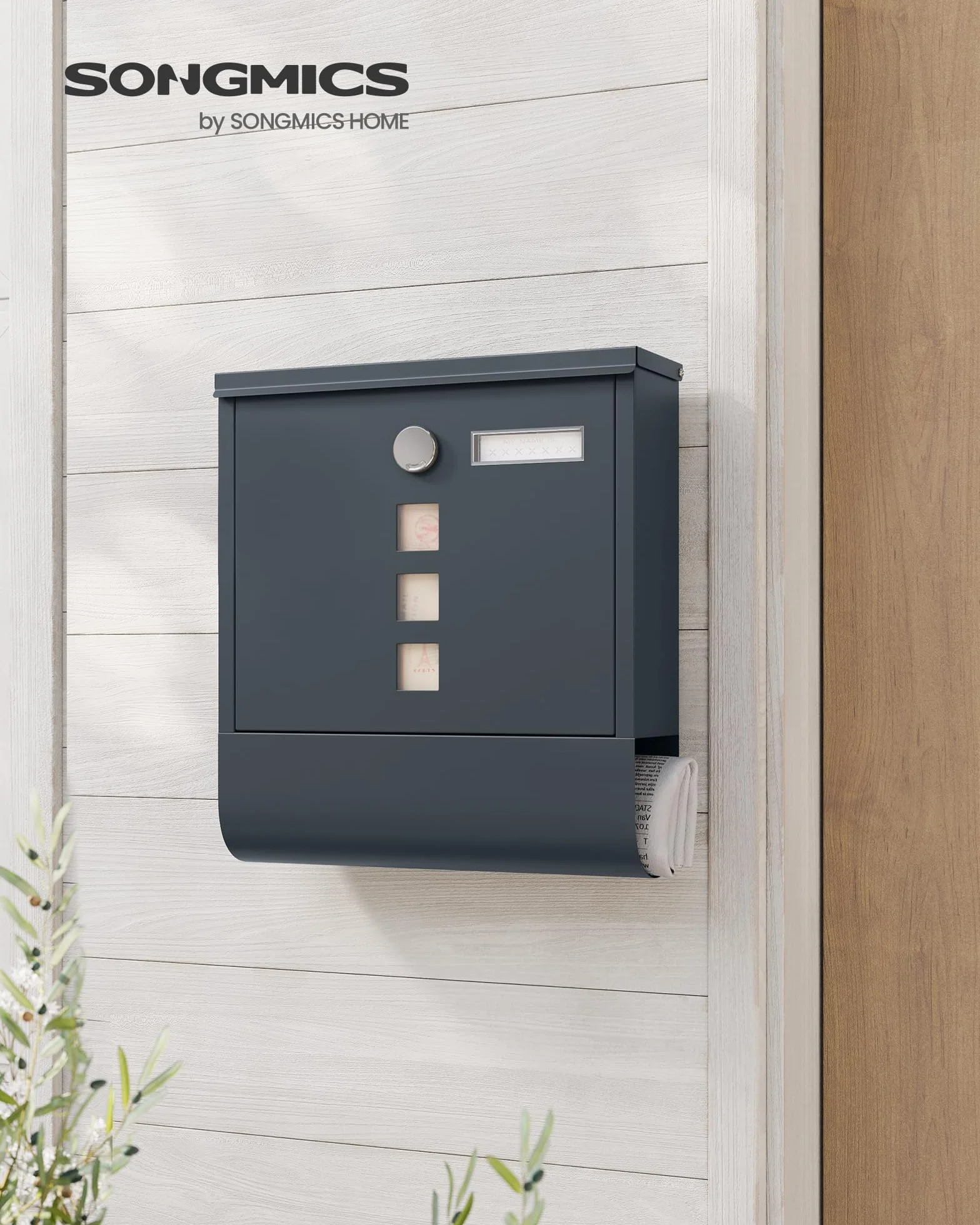 SONGMICS Cassetta Postale Grigio Antracite GMB20AG 10x30,8x33,8 cm
