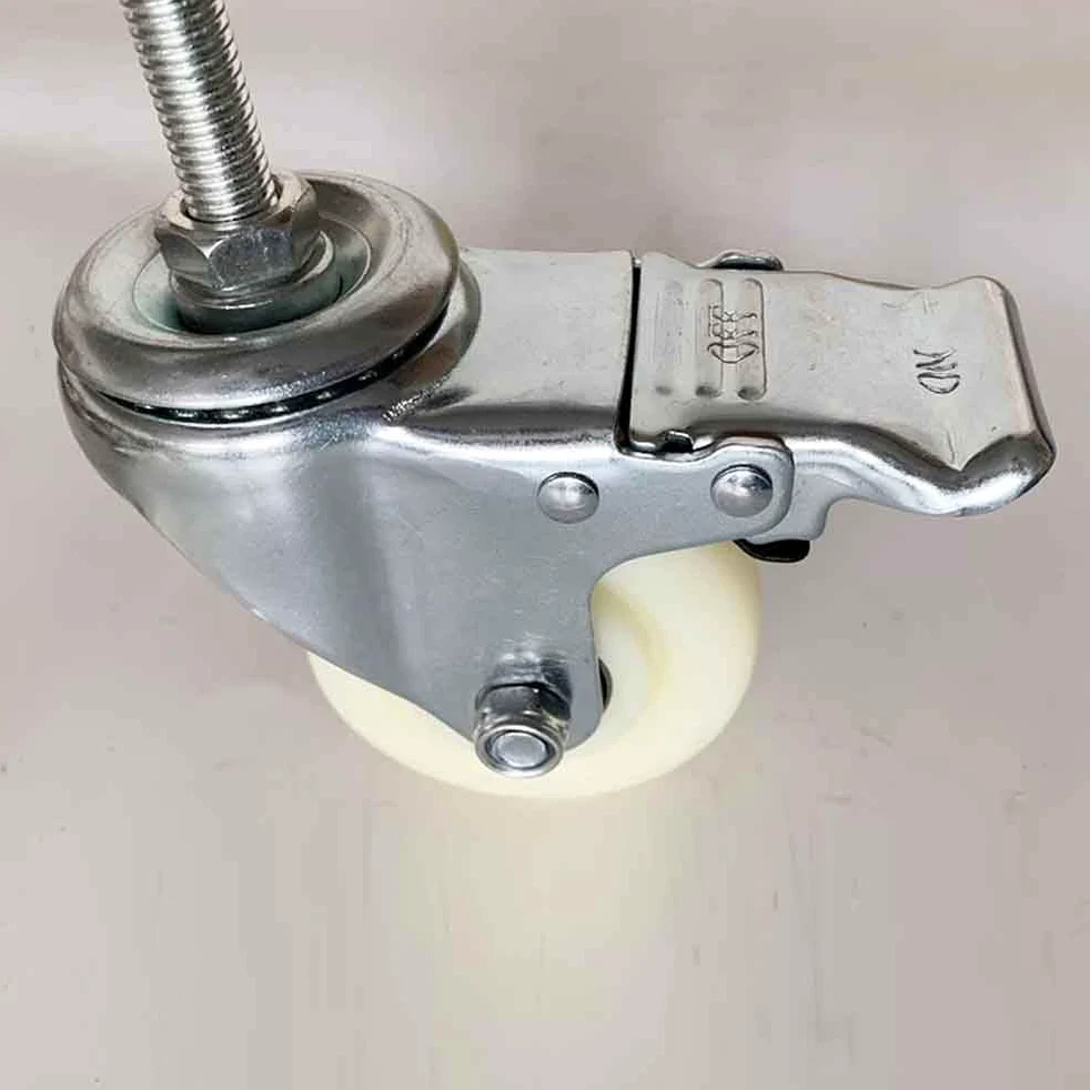 4 Confezione Universale Industriale Ruote M14 perno filettato Girevole Ruote per carichi pesanti Mobili Ruota con Freno Antiscivolo resistente all'usura (Colore : Con Freno, Dimensione : 125mm)