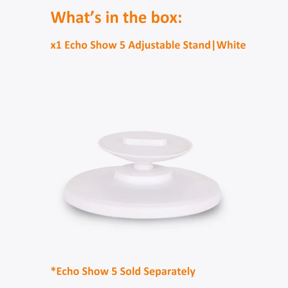 supporto regolabile per Echo Show 5, accessorio compatibile con Amazon Echo Show 5, attacco magnetico, girevole a 360 gradi, funzione di inclinazione, base antiscivolo, uscita 2019, bianco