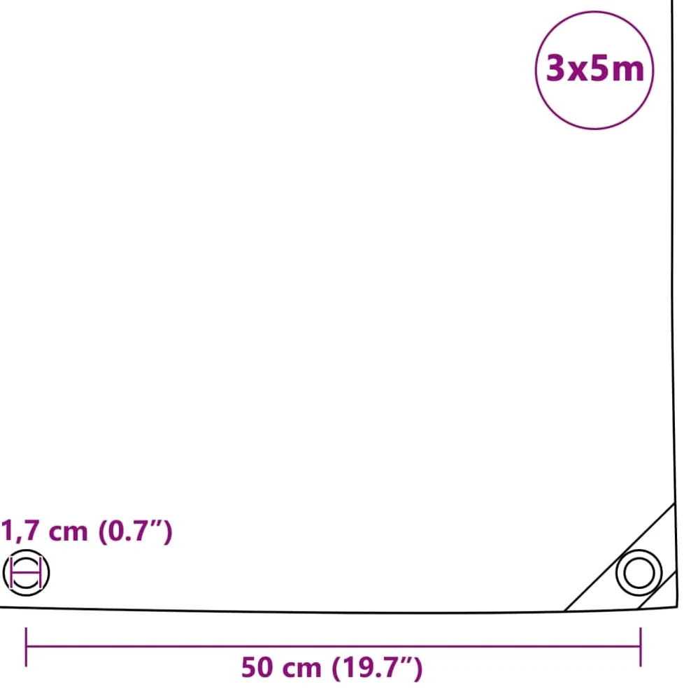Telone di copertura, 650 g/m², grigio, 3 x 5 m, antistrappo, impermeabile, resistente ai raggi UV, con occhielli in metallo, per giardino, terrazza, garage, cantiere, campeggio, come telone