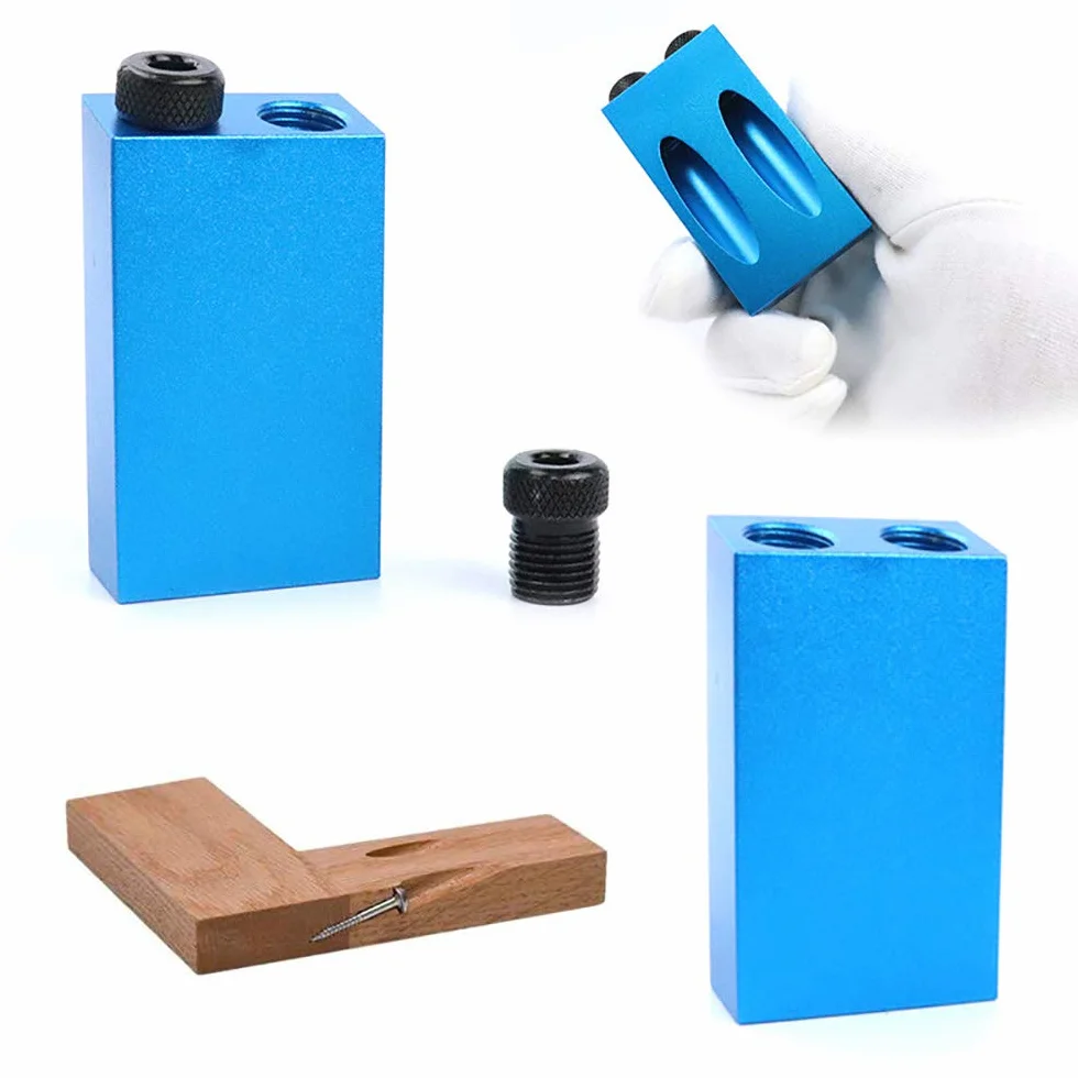 Kit guida trapano per foro tasca 15 gradi, set 7 pezzi per legno