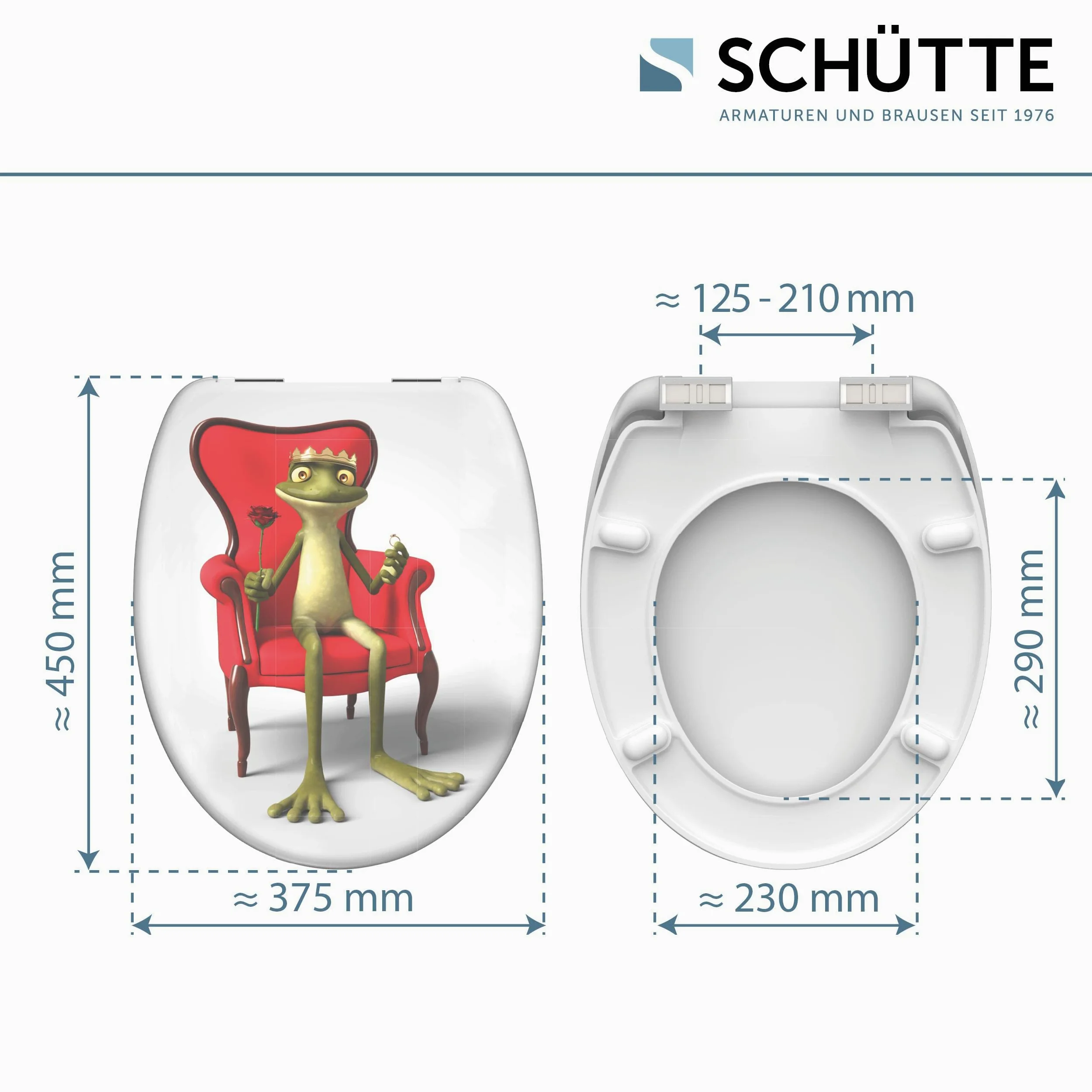 SCHÜTTE 82190 - Sedile WC in Duroplast FROG KING con abbassamento automatico
