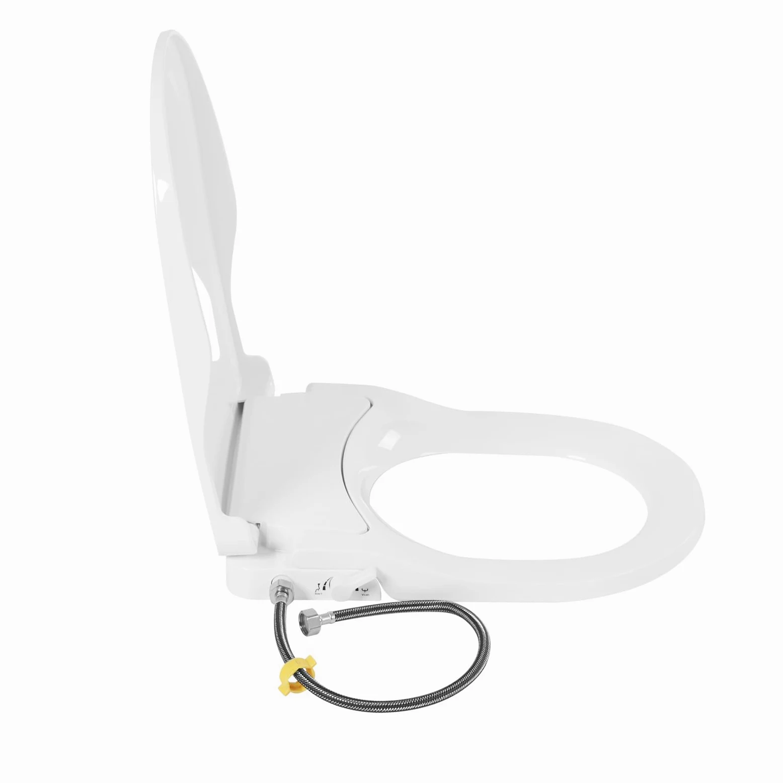 Sedile WC a forma di D, sedile WC con doccetta doppio ugello, sedile WC ecologico senza carta, lavaggio donna e igiene intima, ideale per bagno durevole, lunetta da toilette universale, bianco