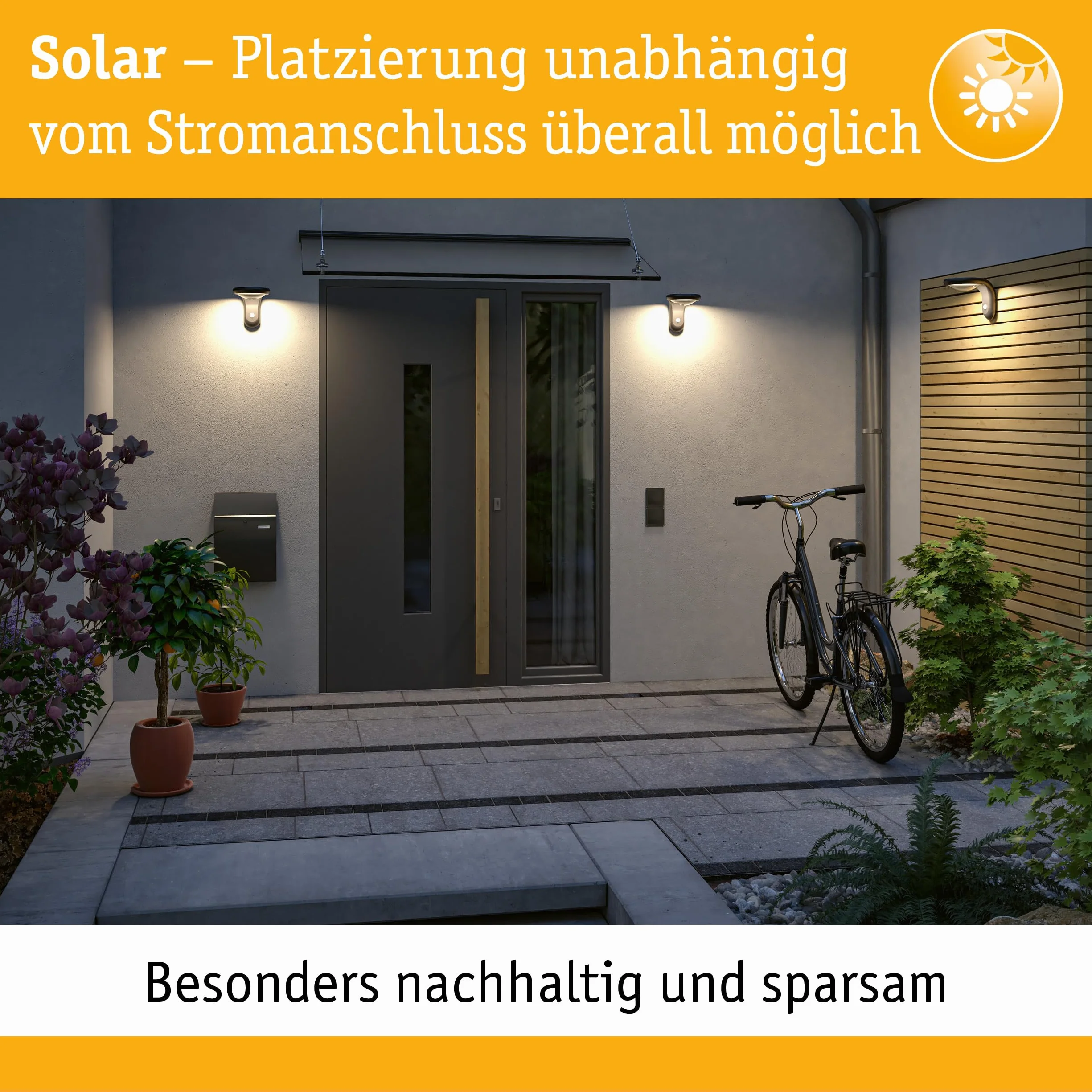 Paulmann 79842 Lampada solare LED per numero civico 1 IP44 bianco caldo batteria sostituibile incl. 1 da 0,2 W nero plastica luce solare 3000K