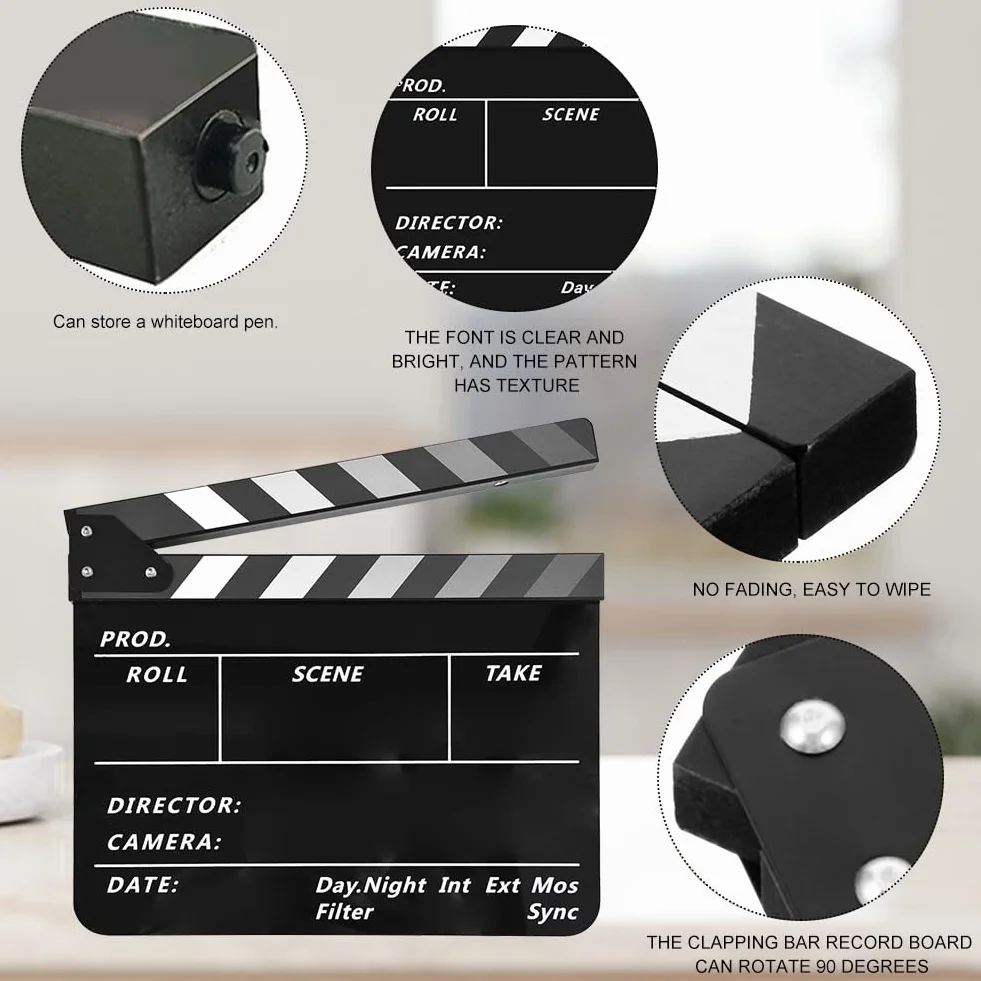Ciak Cinematografico,30x25cm Film Clapboard,Acrilico Film Clapperboard,Film Clapboard Acrilico,Regali per Cinefili,Cinema Gadget,Accessori Regista