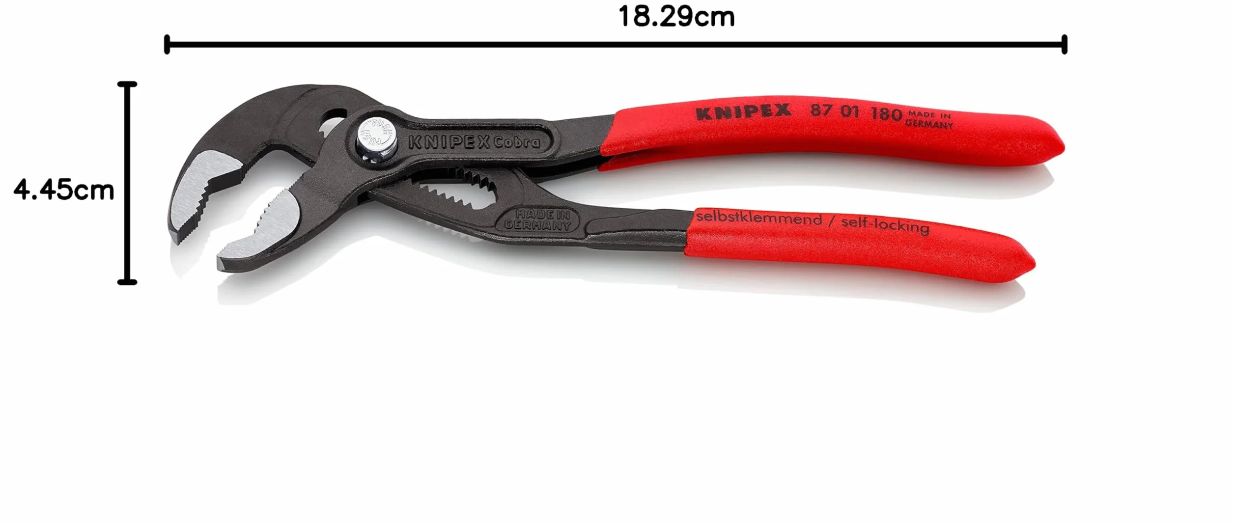 KNIPEX Cobra Pinza regolabile di nuova generazione per tubi e dadi bonderizzata grigia Rivestiti in resina sintetica antiscivolo 180 mm, 87 01 180