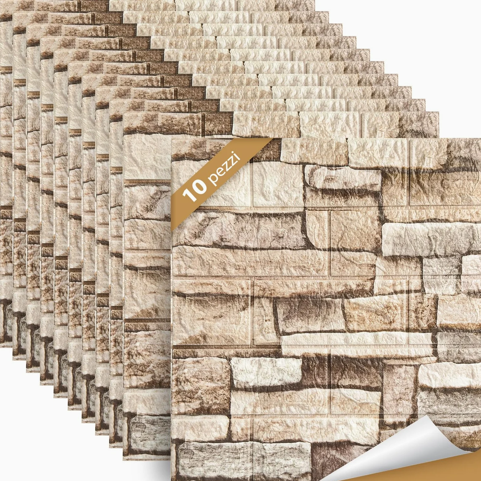 LeapBeast 10PCS 3D Carta da Parati Mattoni,pannelli decorativi 3d per parete,Autoadesiva Wallpaper Brick, Impermeabile Spessore Wallpaper per Cucina Ufficio TV Sfondo (Bianco retrò)