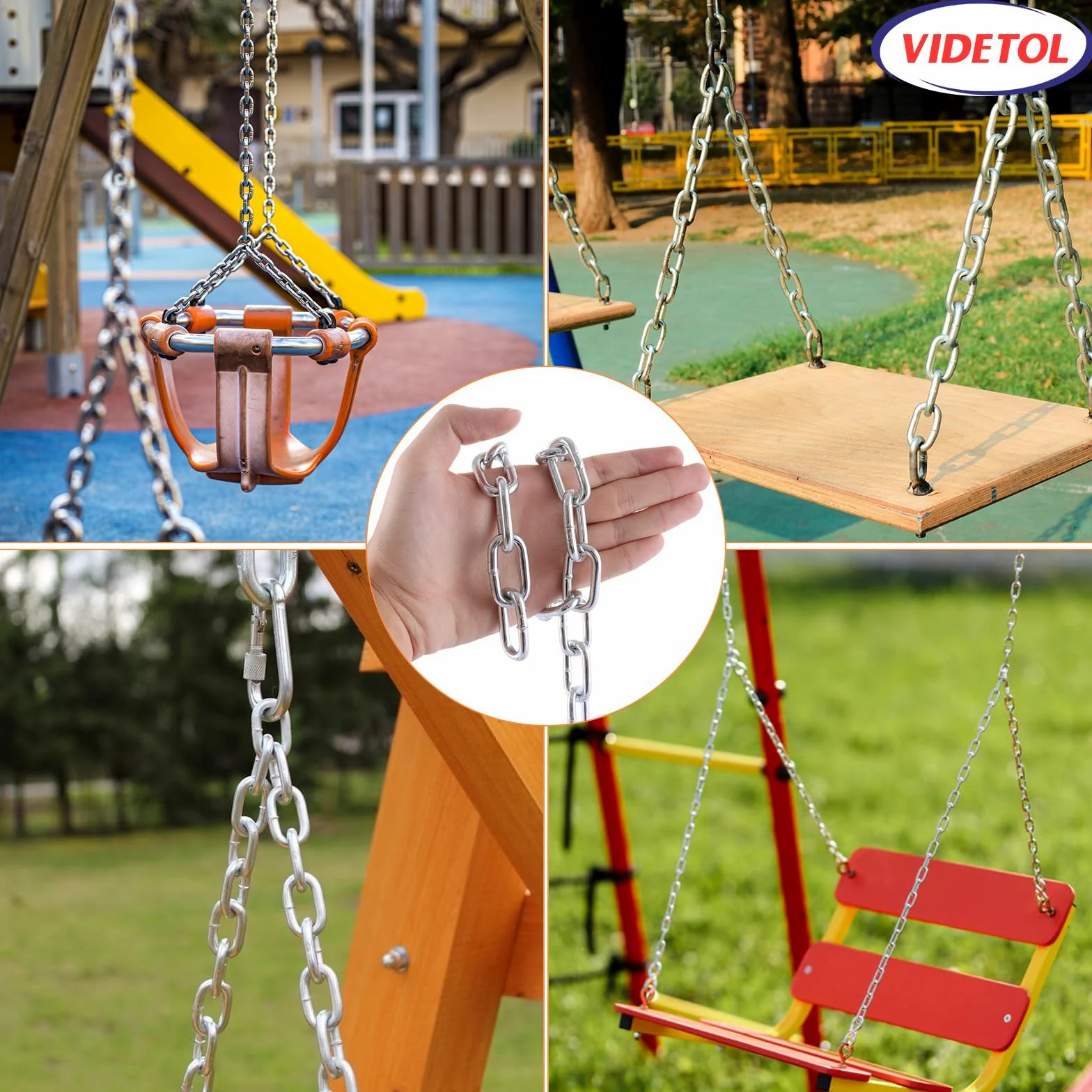 Catena in acciaio inox 304, lunghezza 6 m, maglia resistente da 5 mm, in acciaio zincato saldato, per cancelli di recinzione, porta del garage, catena a battente e serratura di sicurezza per