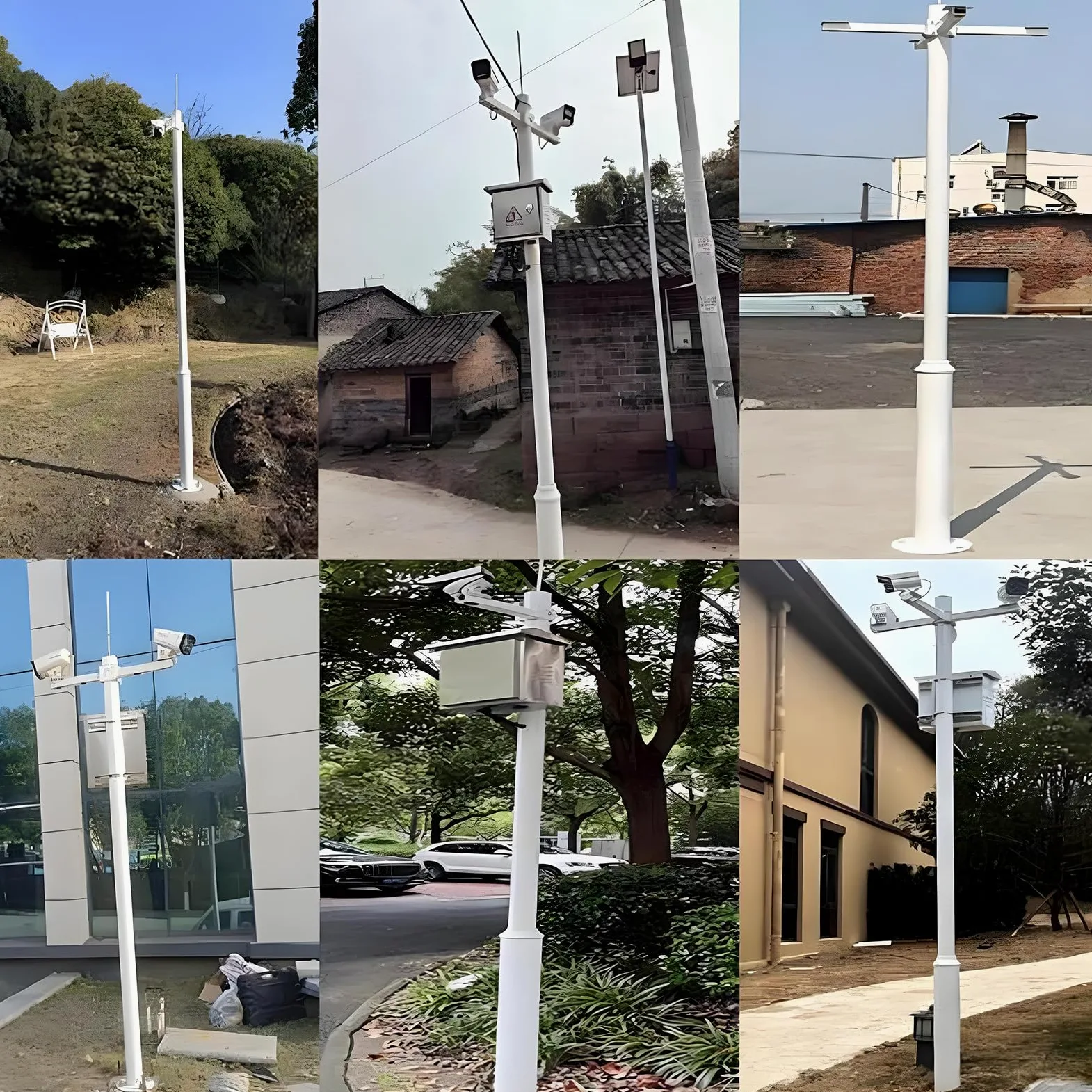 Supporto per telecamera di sicurezza con 4 bracci per uso esterno, staffa universale per palo di sorveglianza per parcheggio in cortile, 2 m