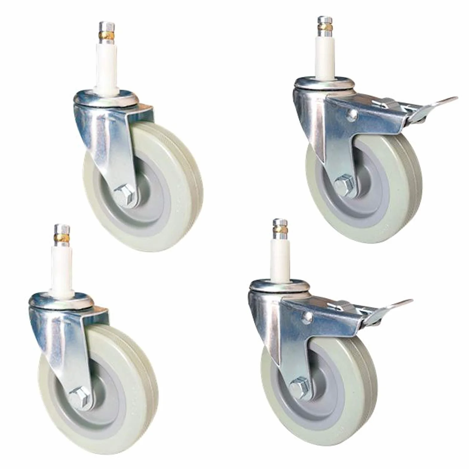 Ruote girevoli Resistenti da 4" - Portata 210 kg, Ruote in PU per mobili, Ideali per cucine, Hotel, carrelli e banchi da Lavoro, Attacco M11x50mm, Confezione da 4, soluzioni di Mobilità Univ